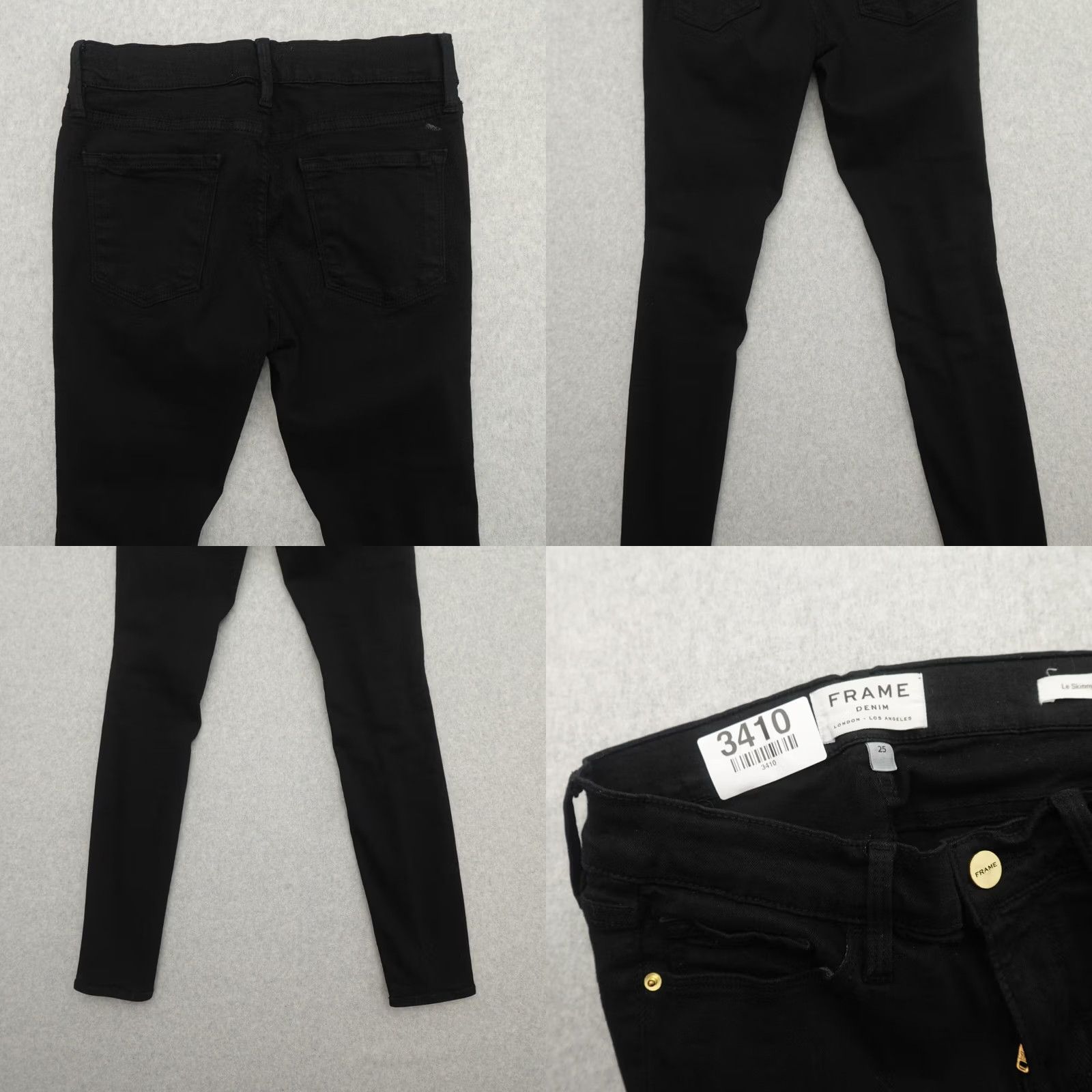 Frame VINTAGE FRAME Le Skinny de Jeanne Jeans Womens 25 (25X29) Black Distressed Stretch Skinny Size 42" / US 20 - 9 Thumbnail