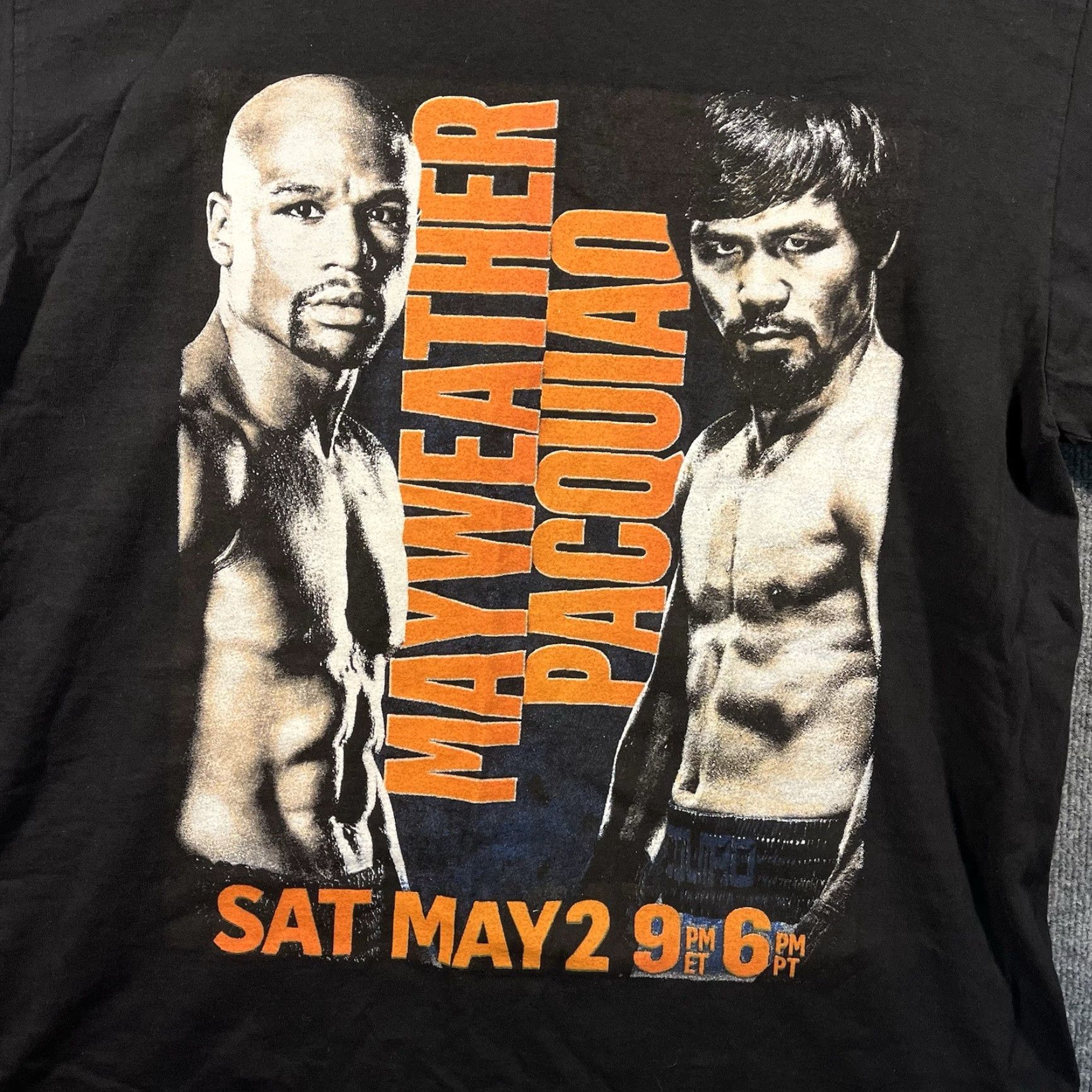 Vintage VINTAGE Manny Pacquiao vs Floyd Mayweather Mens XL Black Boxing Graphic T-Shirt Size US XL / EU 56 / 4 - 2 Thumbnail