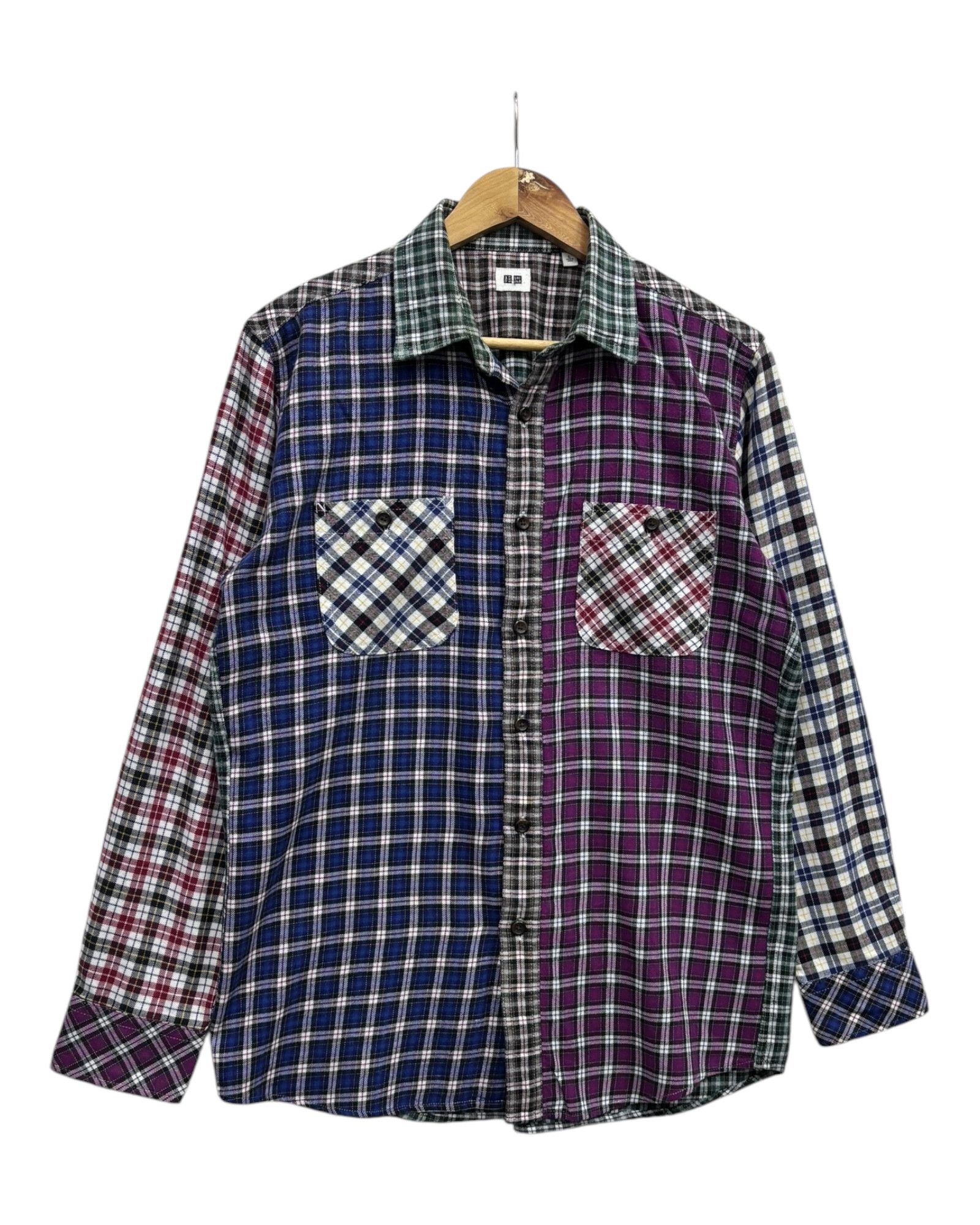 Japanese Brand × Needles × Uniqlo Vintage Flannel Rebuild Style Patcwork Uniqlo Flannel Size US M / EU 48-50 / 2 - 2 Thumbnail