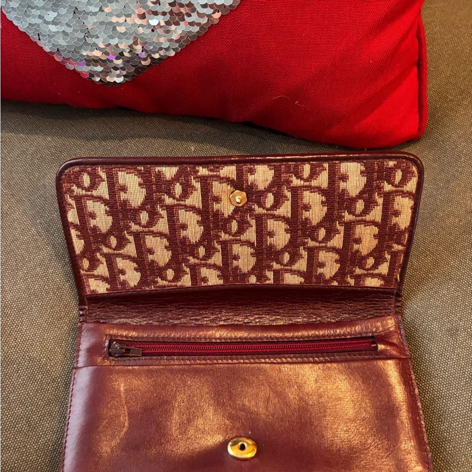 Dior Dior Trotter vintage Burgundy Monogram Clutch wallet Size ONE SIZE - 8 Thumbnail