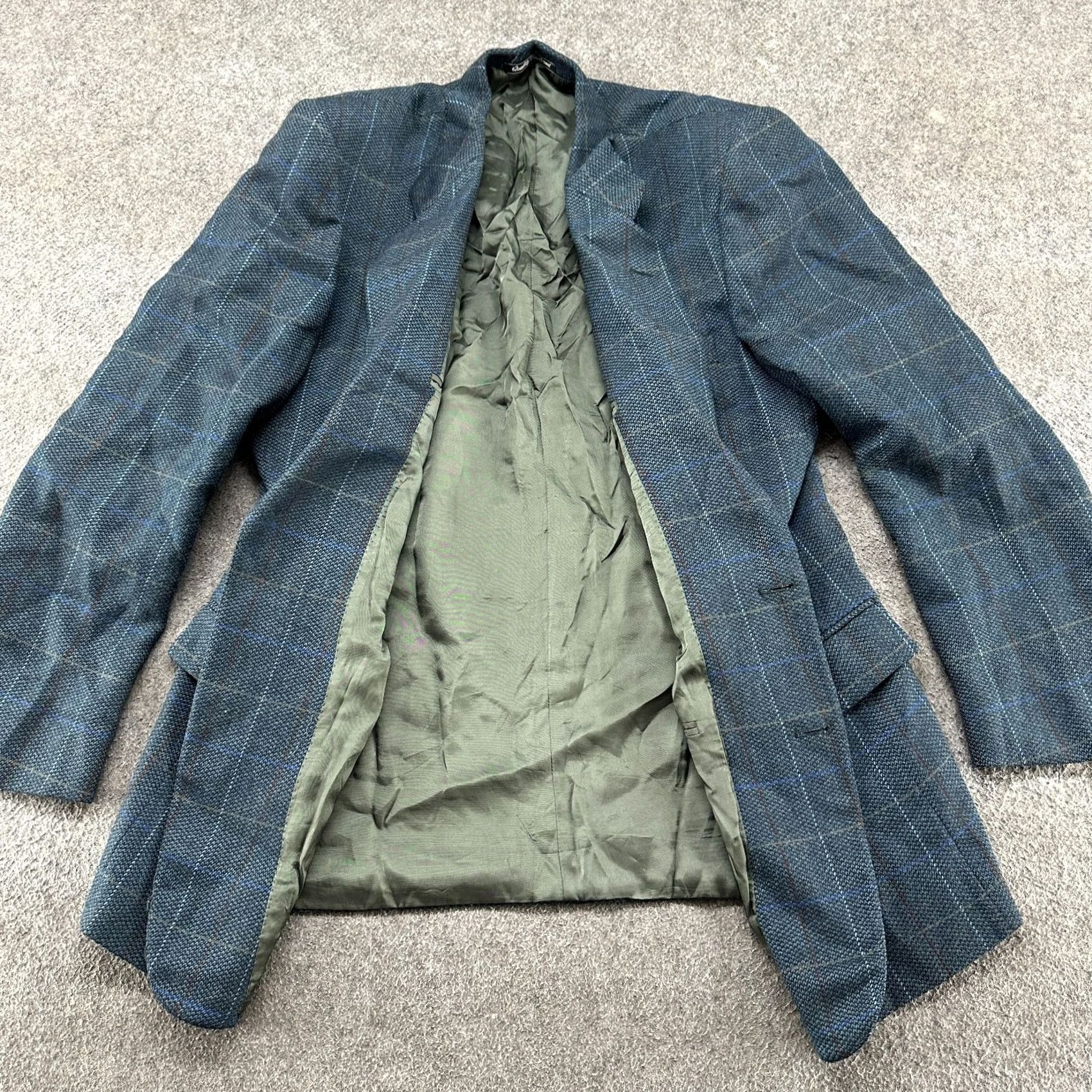 Vintage VINTAGE Calvino Vitale Blazer Mens 42/52 Blue Wool Tweed 2 Piece Notch Lapel 90s USA Sports Blazer Mens Size 52R - 2 Thumbnail