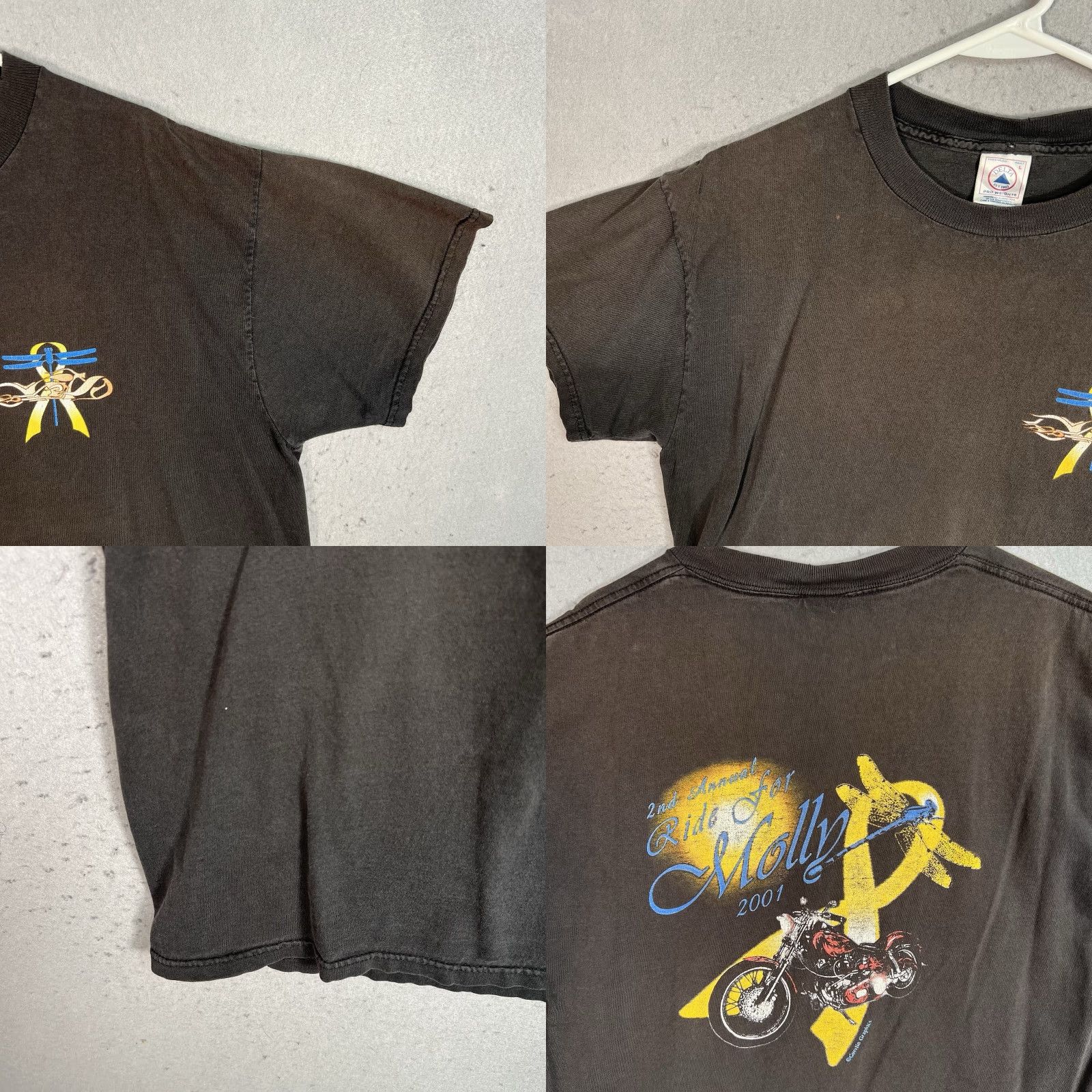 Delta VINTAGE Harley Chopper Motorcycle Rally Graphic Tee Adult Large Black Mens 2000s Size US L / EU 52-54 / 3 - 8 Thumbnail