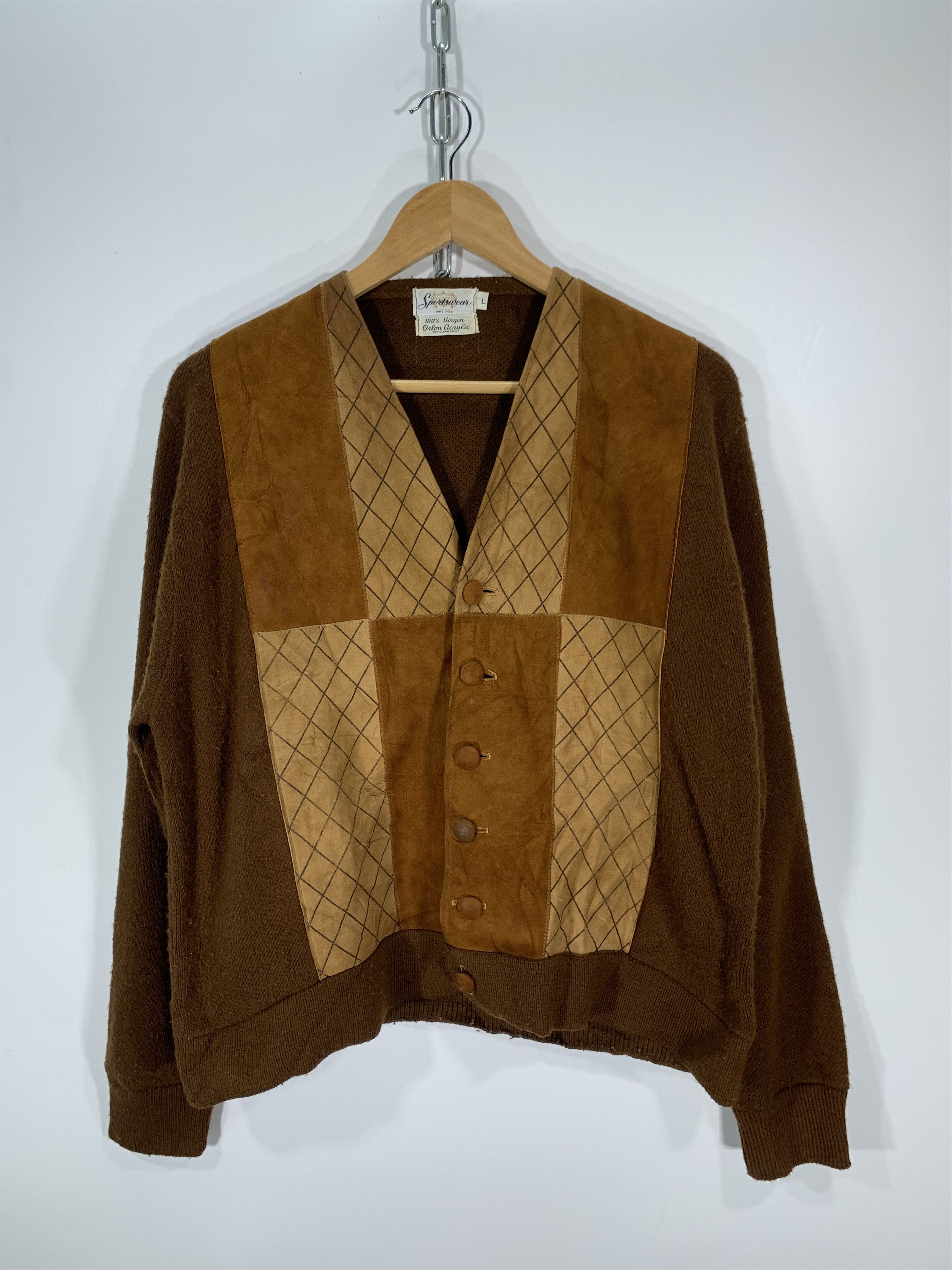 Leather ⚡️Vintage Sweater Leather Front Size US M / EU 48-50 / 2 - 1 Thumbnail