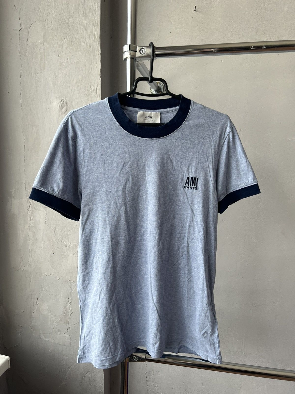 AMI AMI PARIS BY ALEXANDRE MATTIUSSI MENS SOLID BLUE T SHIRT Size US S / EU 44-46 / 1 - 2 Thumbnail