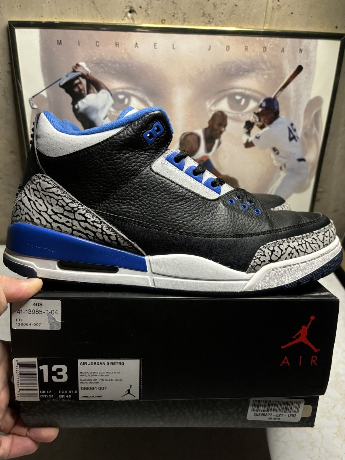 Jordan Brand Jordan Retro 3 ‘sport blue’ Size US 13 / EU 46 - 1 Thumbnail