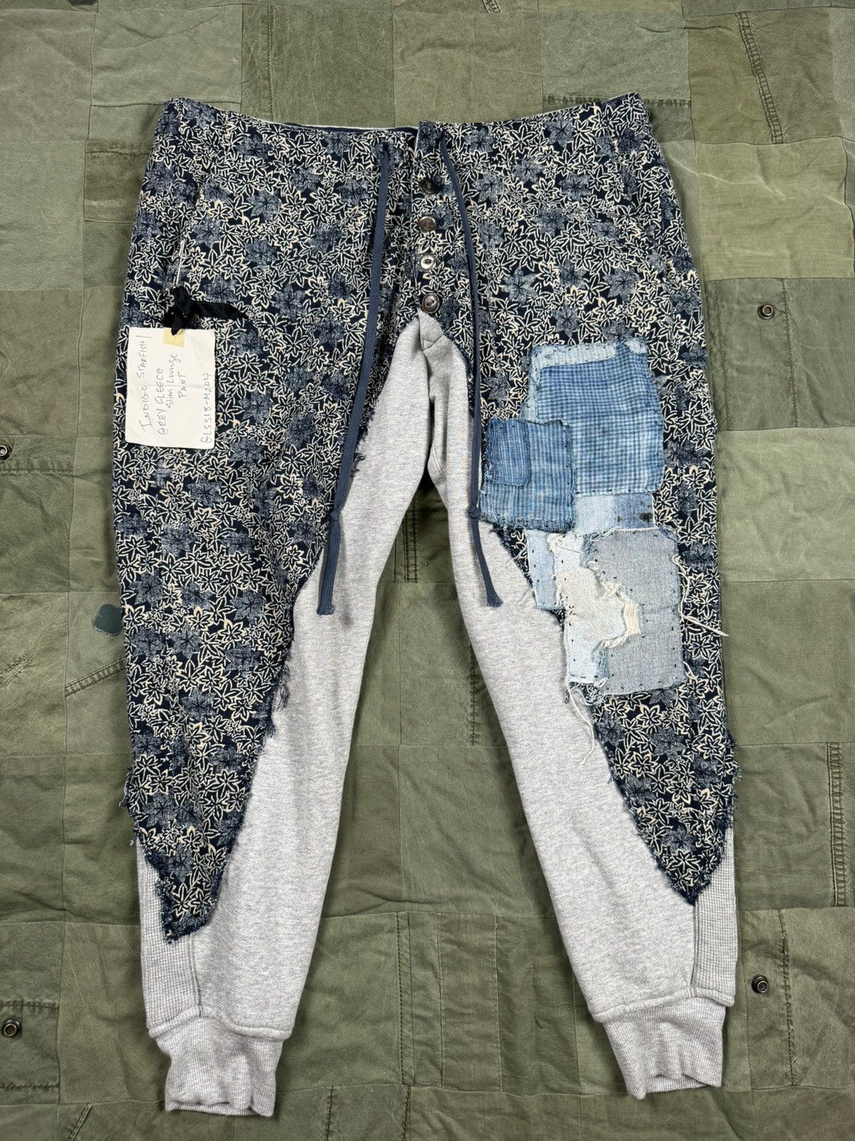 image of Greg Lauren Starfish / Grey Fleece Slim Lounge Pant, Men's (Size 34)