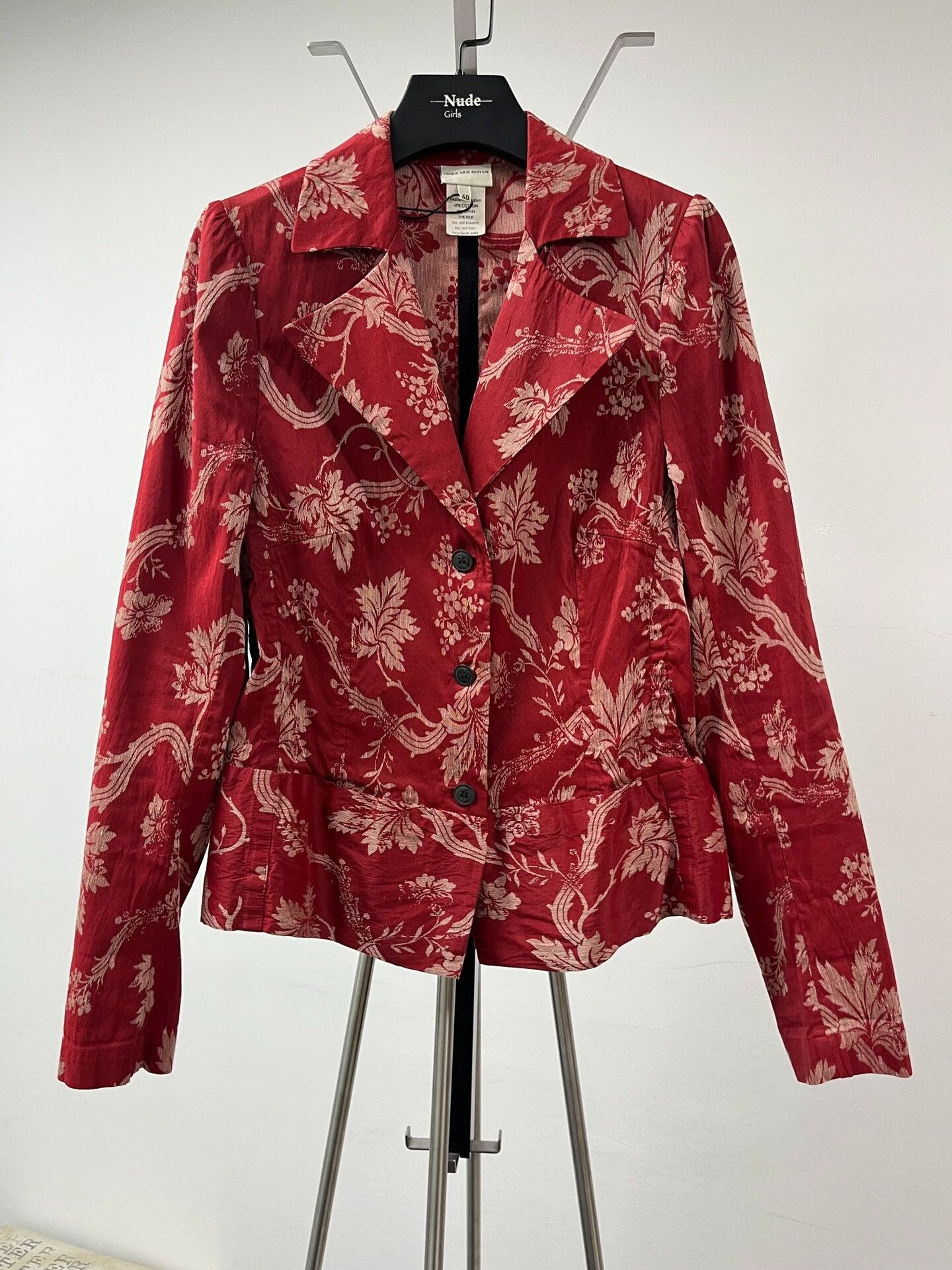 Dries Van Noten red floral silk-blend blazer by dries van noten Size M / US 6-8 / IT 42-44 - 1 Thumbnail