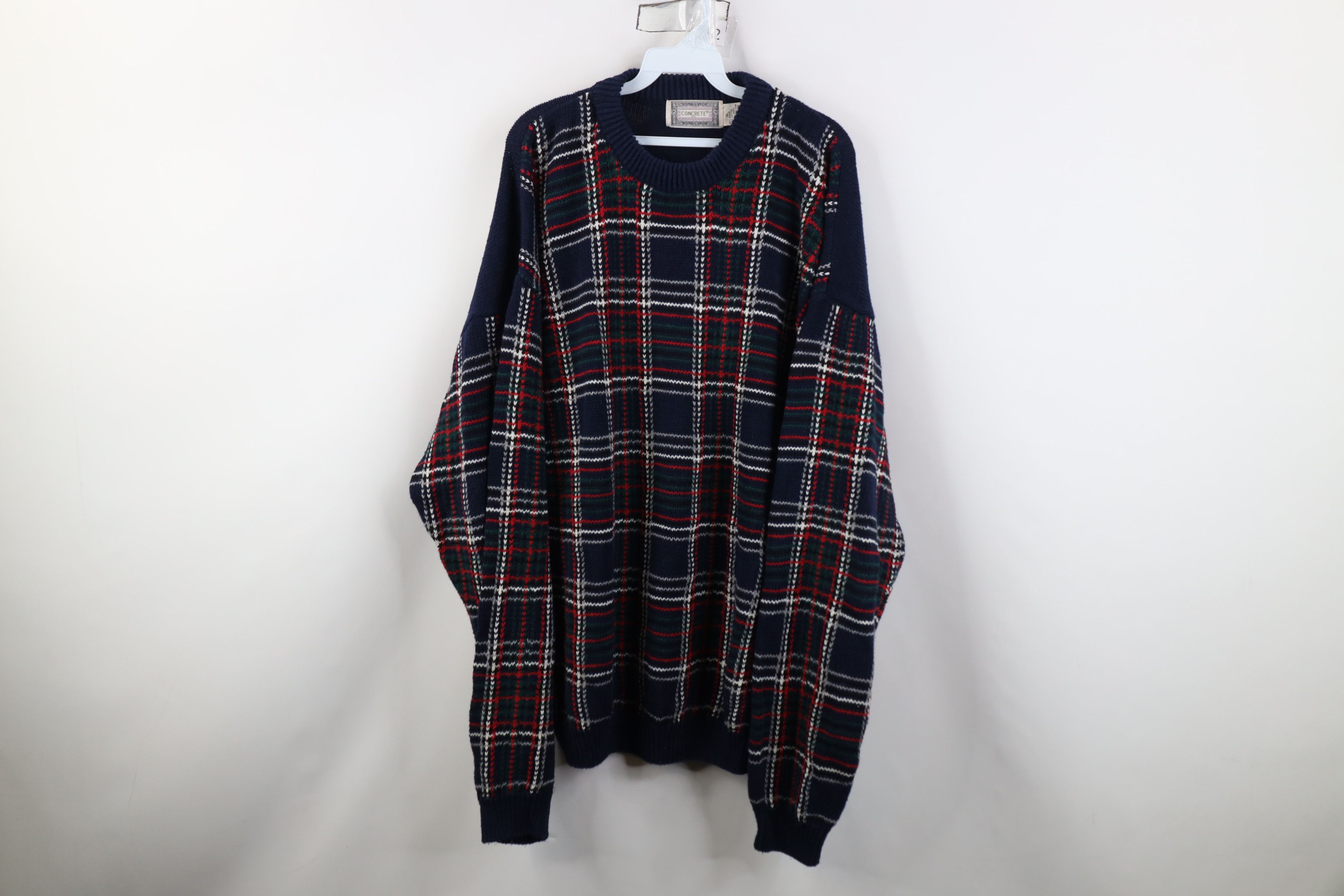 Vintage Vintage 90s Streetwear Baggy Fit Knit Crewneck Sweater Plaid Size US XL / EU 56 / 4 - 1 Thumbnail