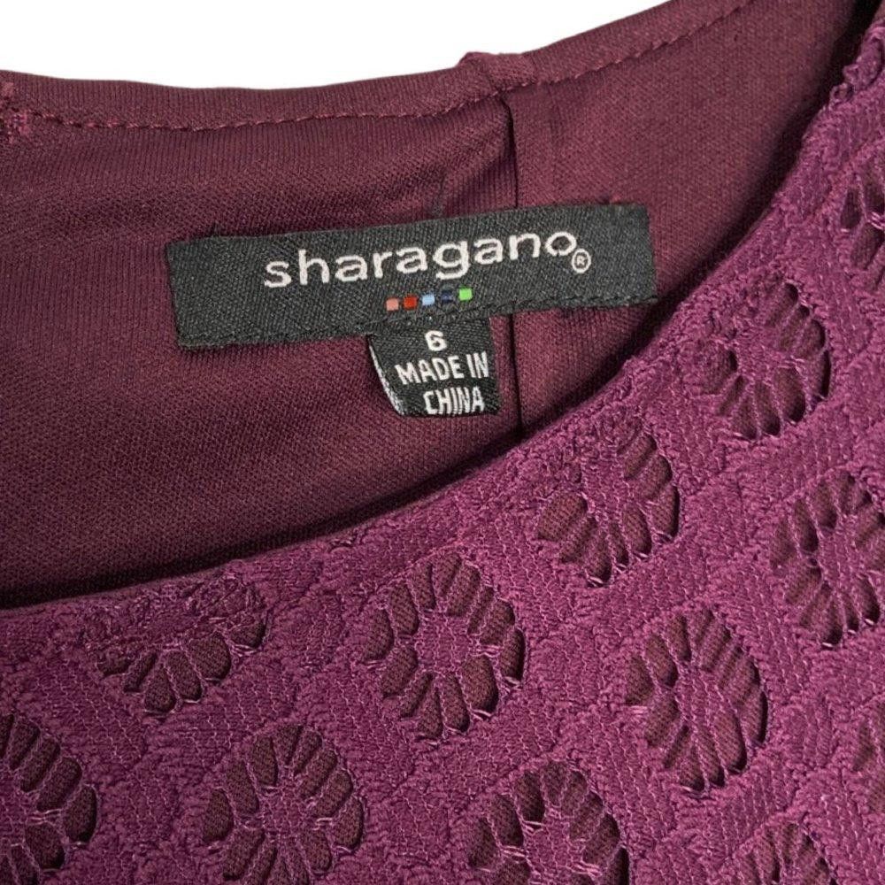 Designer Sharagano Women's Lace Dress - Elegant Purple Size M / US 6-8 / IT 42-44 - 4 Thumbnail