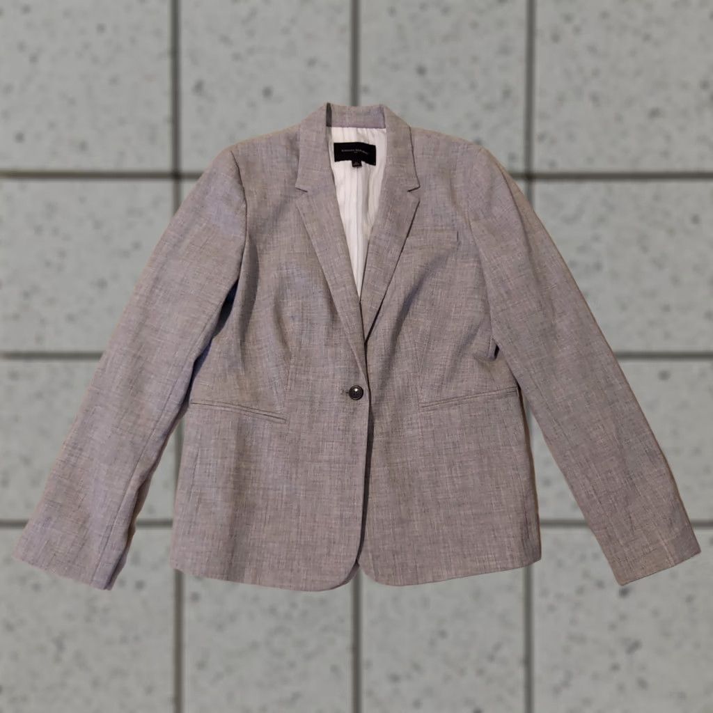 Banana Republic Womens Banana Republic Blazer Jacket 12 Gray Regular Polyester Button Size XL / US 12-14 / IT 48-50 - 1 Thumbnail