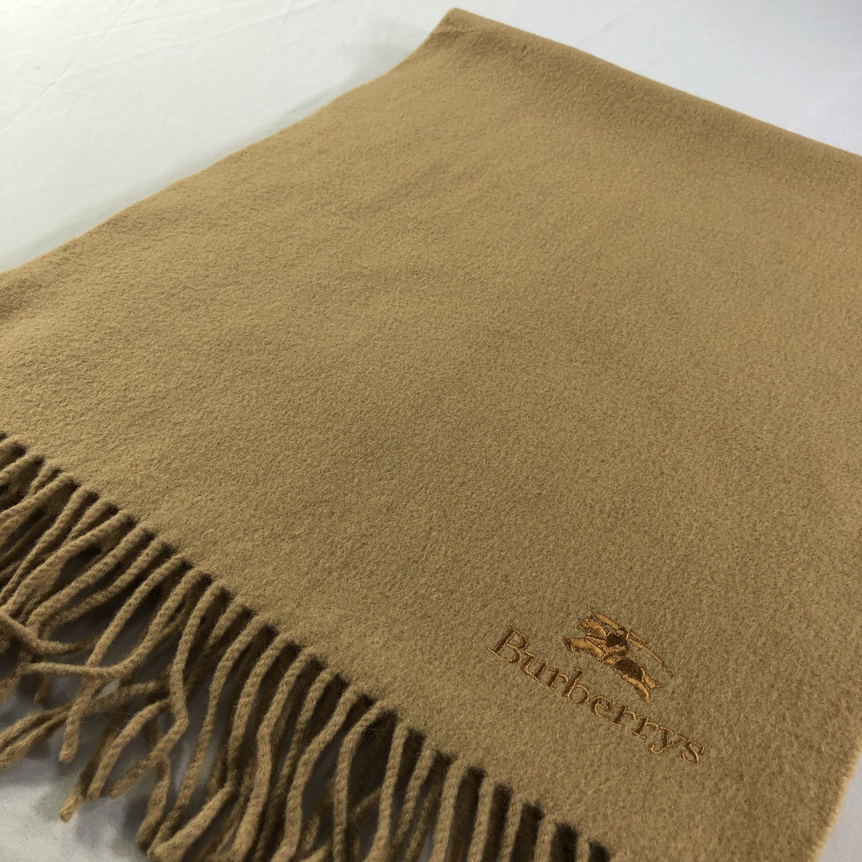 Burberry Burberrys Plain Tan Wool Scarf Muffler V1648 Size ONE SIZE - 3 Thumbnail