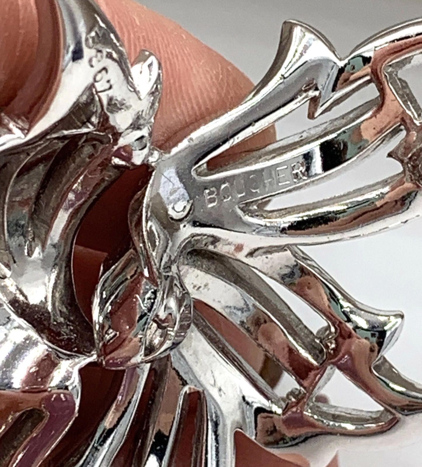 Other Marcel Boucher Rhodium Plated Clear Rhinestone Leaf Brooch Size ONE SIZE - 4 Thumbnail