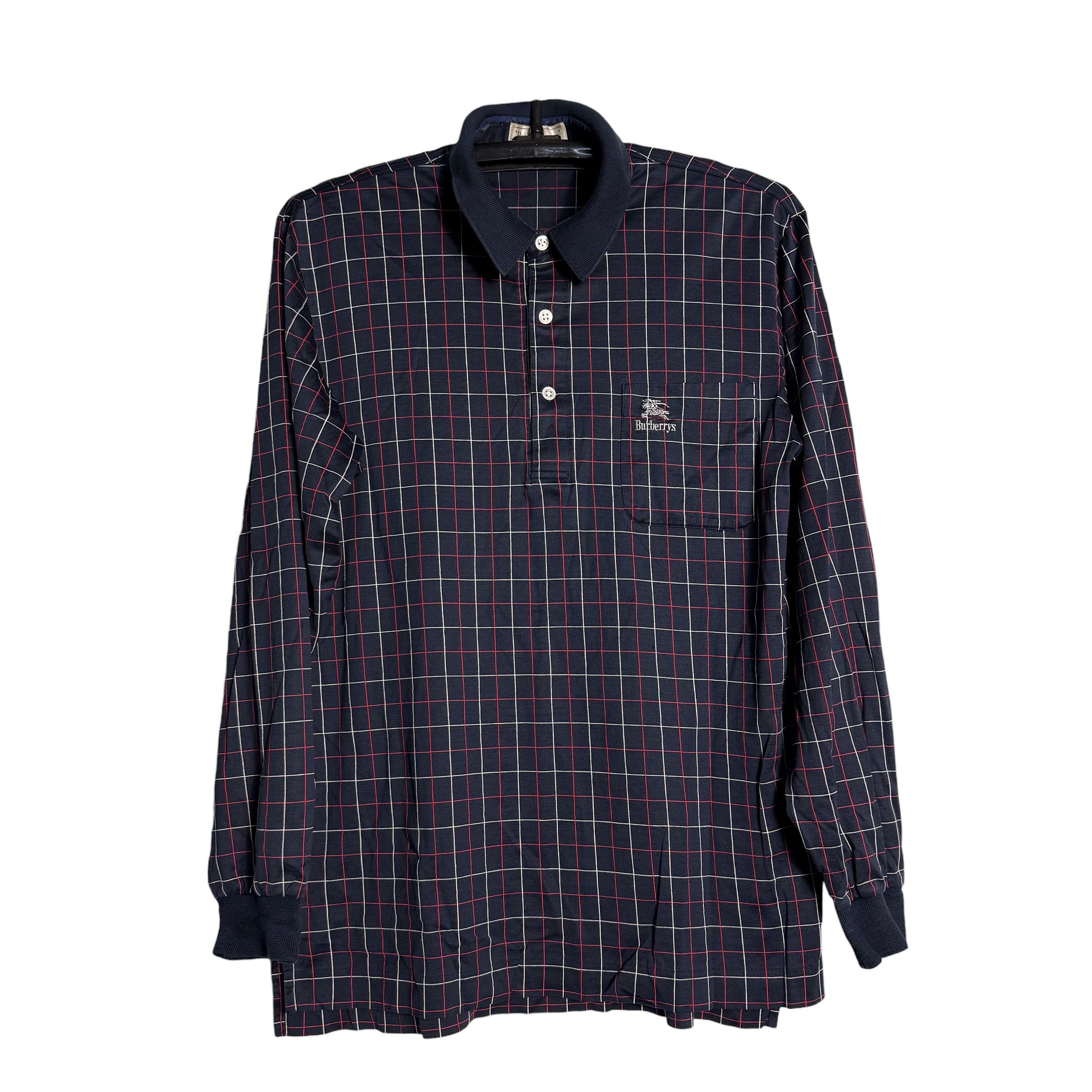 🔥RARE🔥Vintage 90s Burberrys Nova Check L/Sleeve Polo Shirt