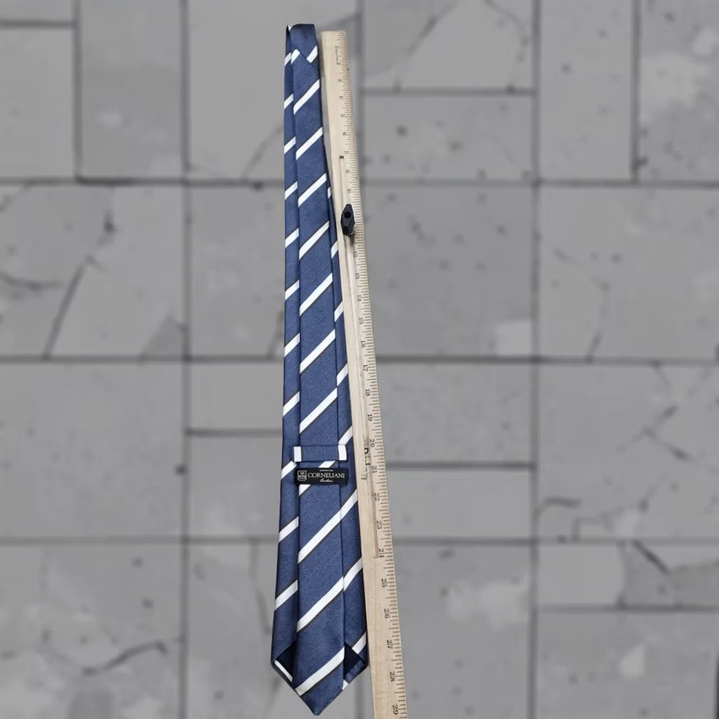 Corneliani Corneliani Tie Blue Striped Repp Silk Made in Italy Men Classic 57-60 Adjustable Handmade Silk Tie Mens Size ONE SIZE - 1 Thumbnail