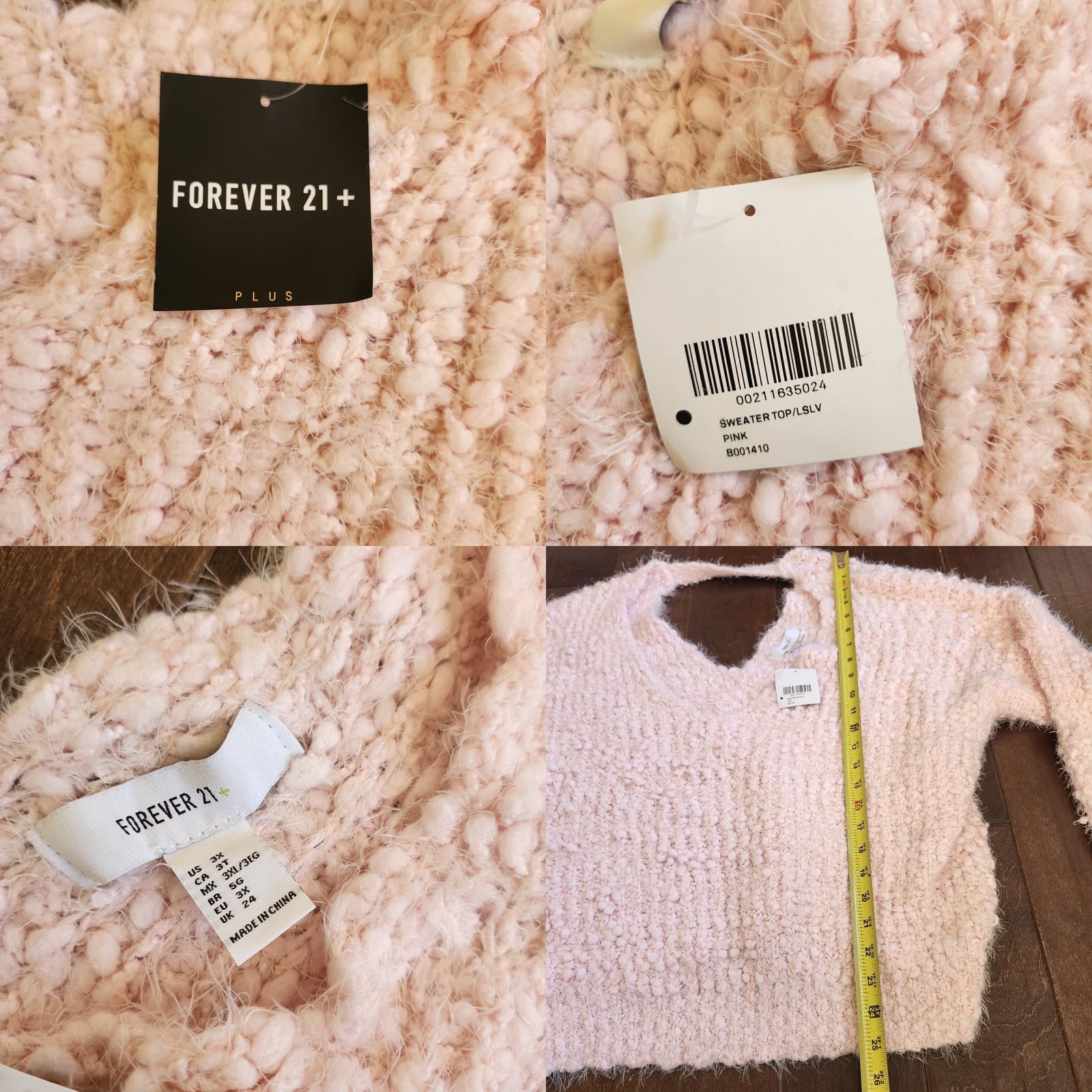 Forever 21 FOREVER 21 Pink V-Neck Keyhole Sweater 3X Plus Women Pullover Knit NWT Casual Long Sleeve Autumn Winter Sexy Womens Size XXL / US 16-18 / IT 52-54 - 8 Thumbnail