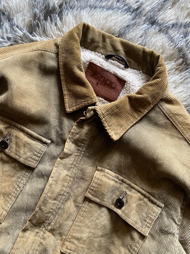 Vintage Sunfaded Zippo Corduroy Sherpa Trrucker Jacket Fur Fleece Size US M / EU 48-50 / 2 - 3 Thumbnail