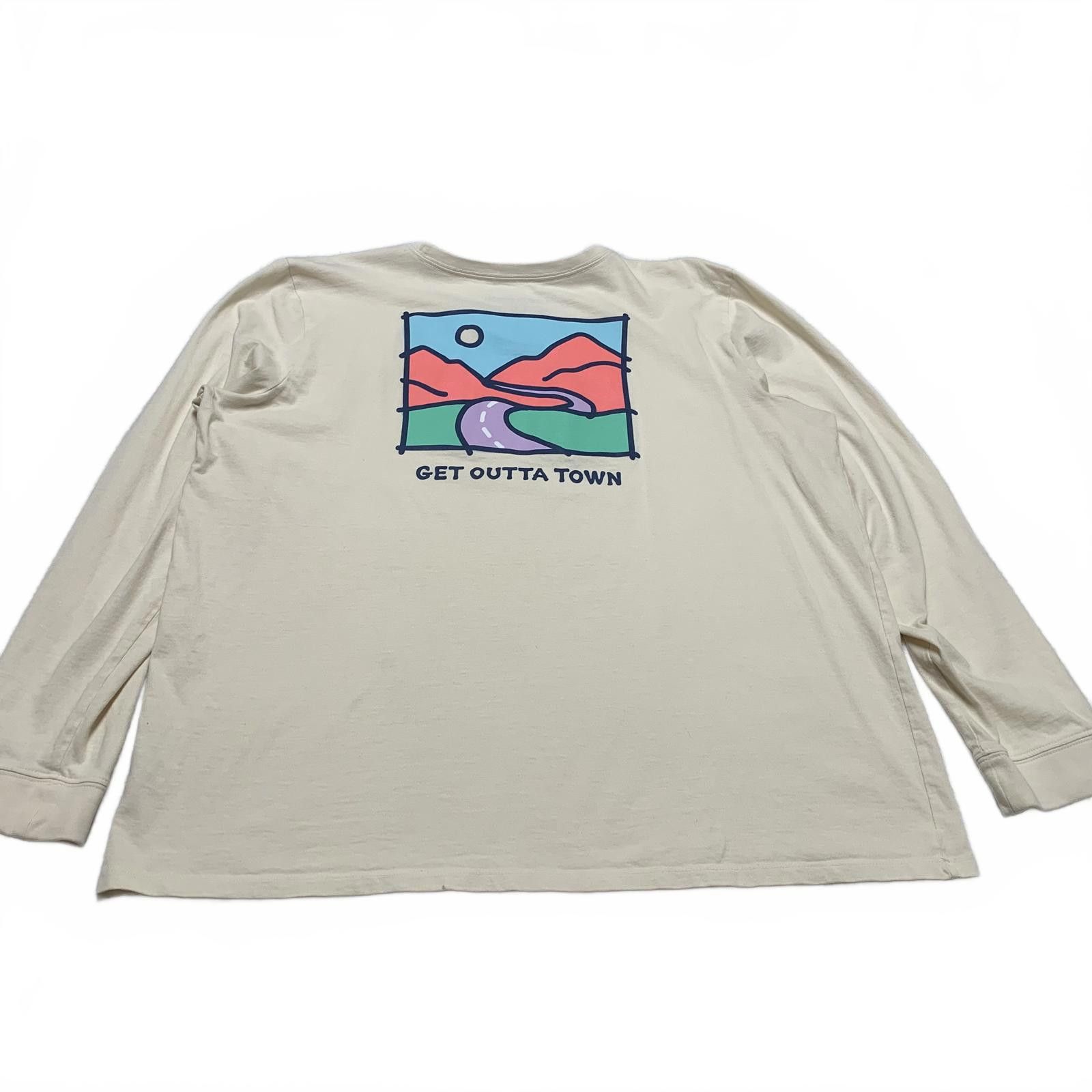 Life is Good Life is Good Women's XXL Beige Long Sleeve Graphic Tee Size XXL / US 16-18 / IT 52-54 - 2 Thumbnail