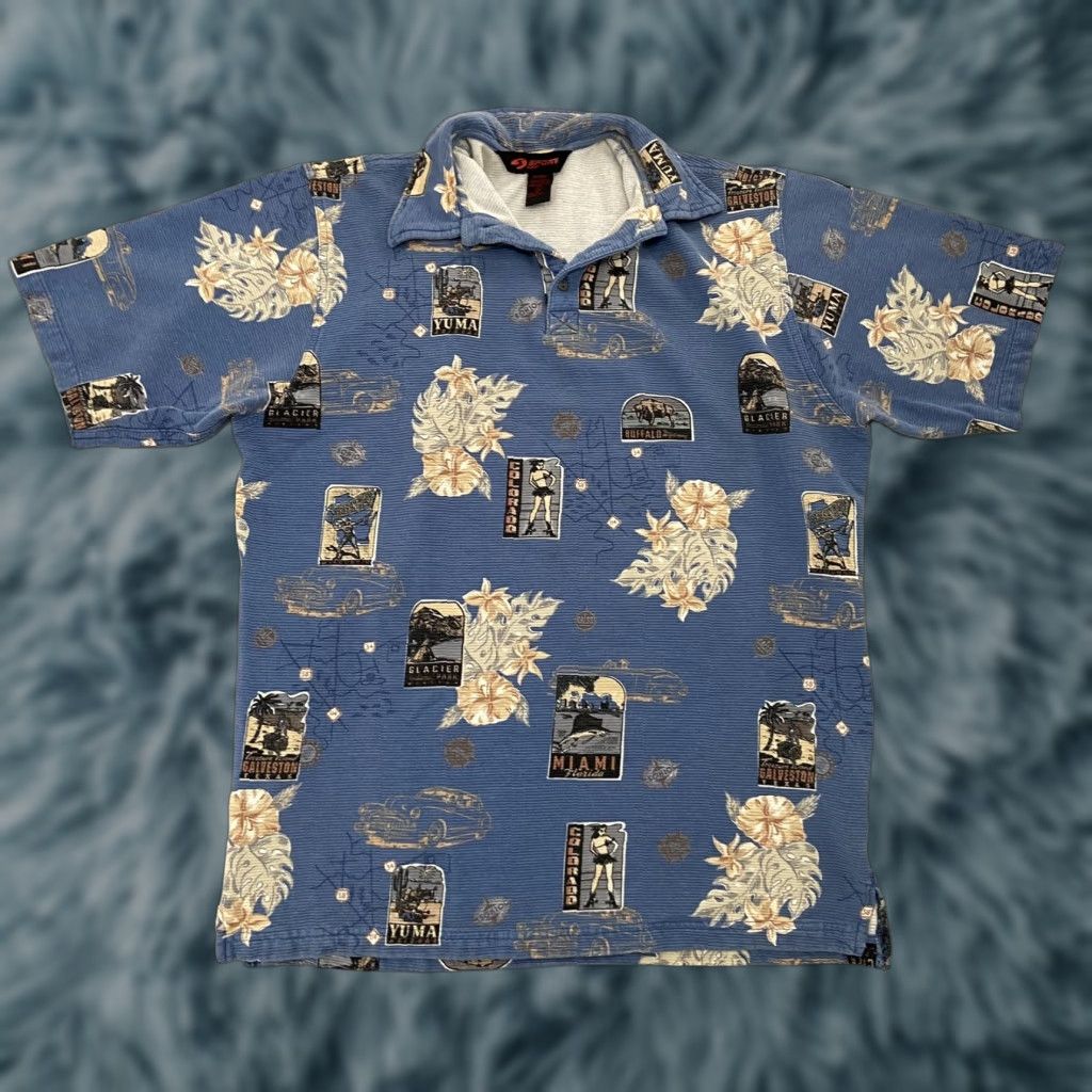 Vintage VINTAGE American Sportif Polo Shirt Adult Large Blue Allover Print Sports Football Mens L Polo Shirt Mens L Blue Vintage Sportif USA Shirt Size L / US 10 / IT 46 - 1 Thumbnail