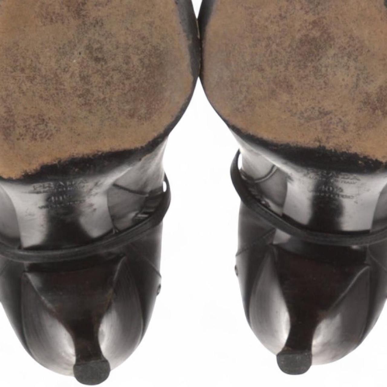 Prada PRADA Vintage Black leather ankle boots with silver hardware Size US 10.5 / IT 40.5 - 8 Thumbnail