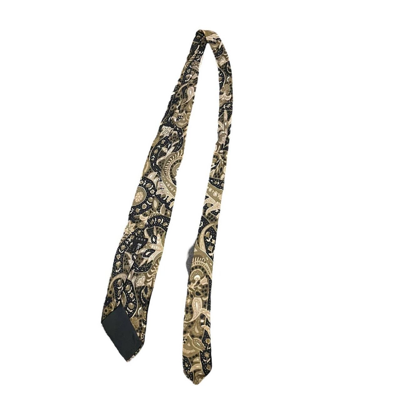 Vintage Eros Brown silk tie flowers paisley and geometric designs Size ONE SIZE - 2 Thumbnail