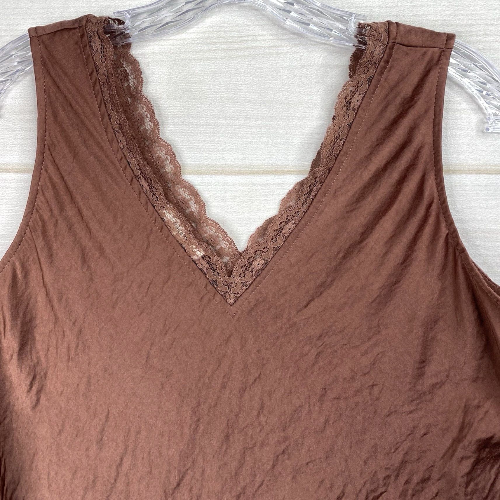 Vintage Maurices Tank Top L Brown Crinkle Lace Camisole Y2K Fairycore Grunge Vintage No N/A Size L / US 10 / IT 46 - 2 Thumbnail