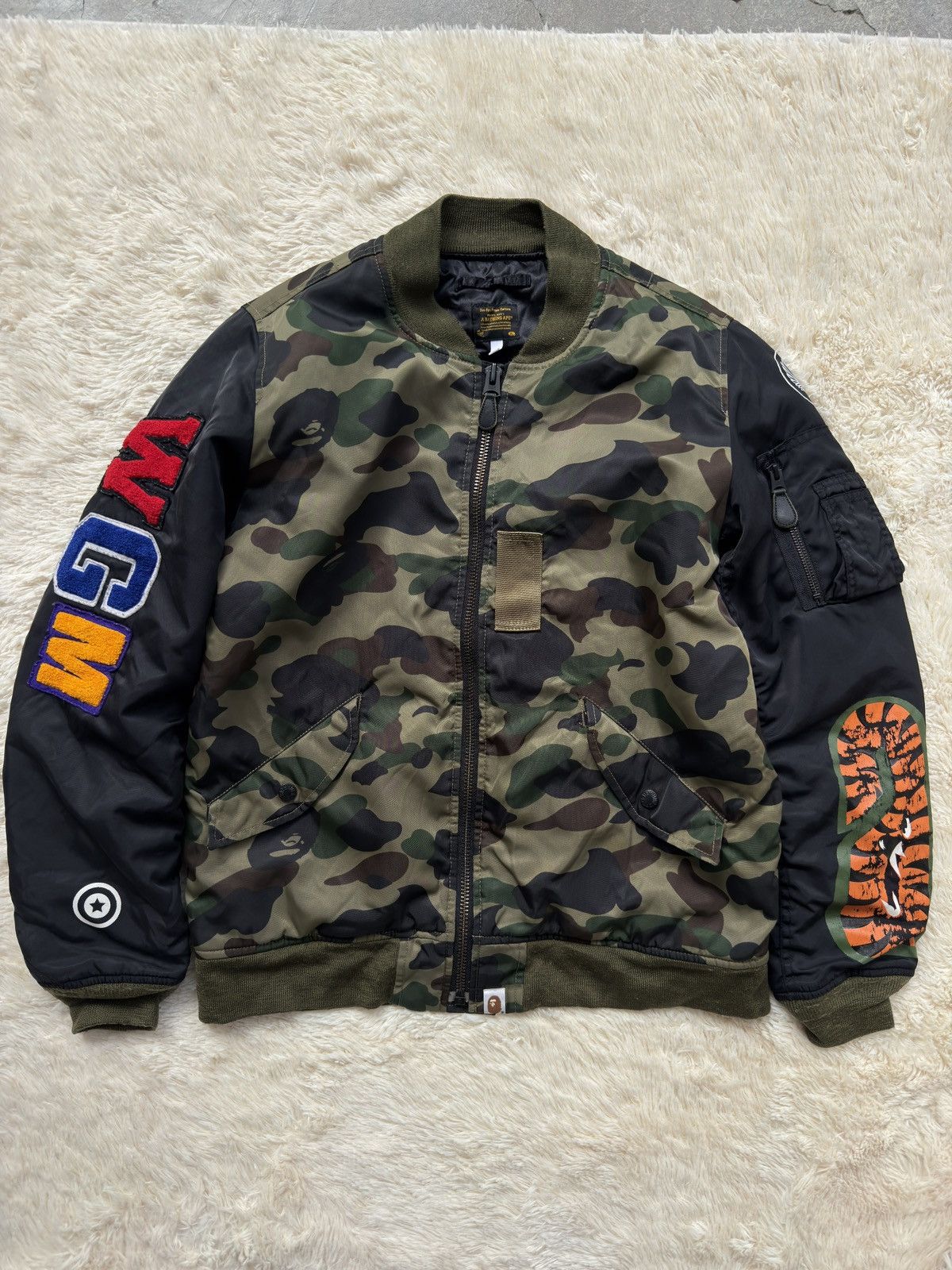 Bape Bape First Camo MA1 Shark bomber jacket M Size US M / EU 48-50 / 2 - 2 Thumbnail
