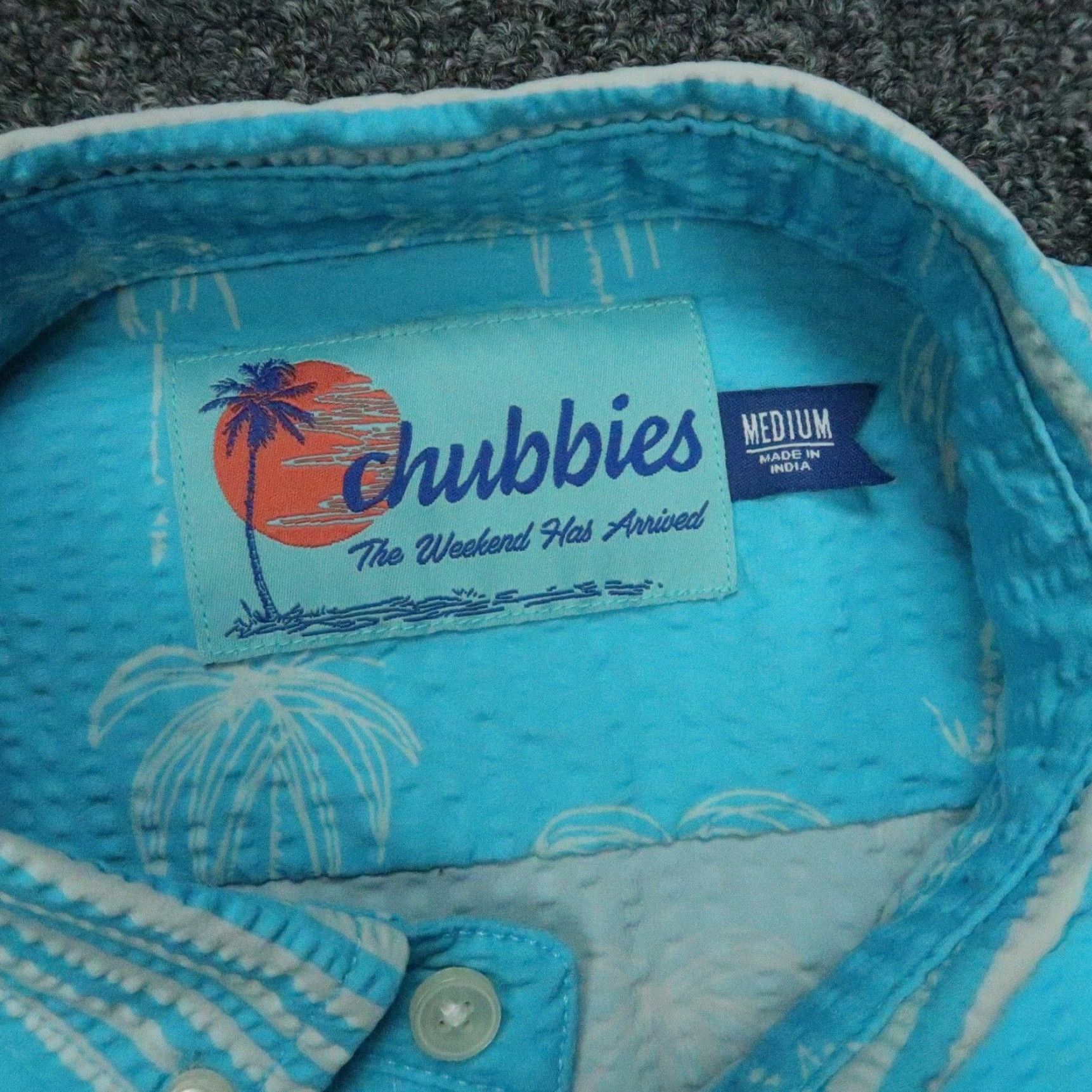 Chubbies Chubbies Short Sleeve Seersucker Shirt Mens Medium Blue White Size US M / EU 48-50 / 2 - 3 Thumbnail