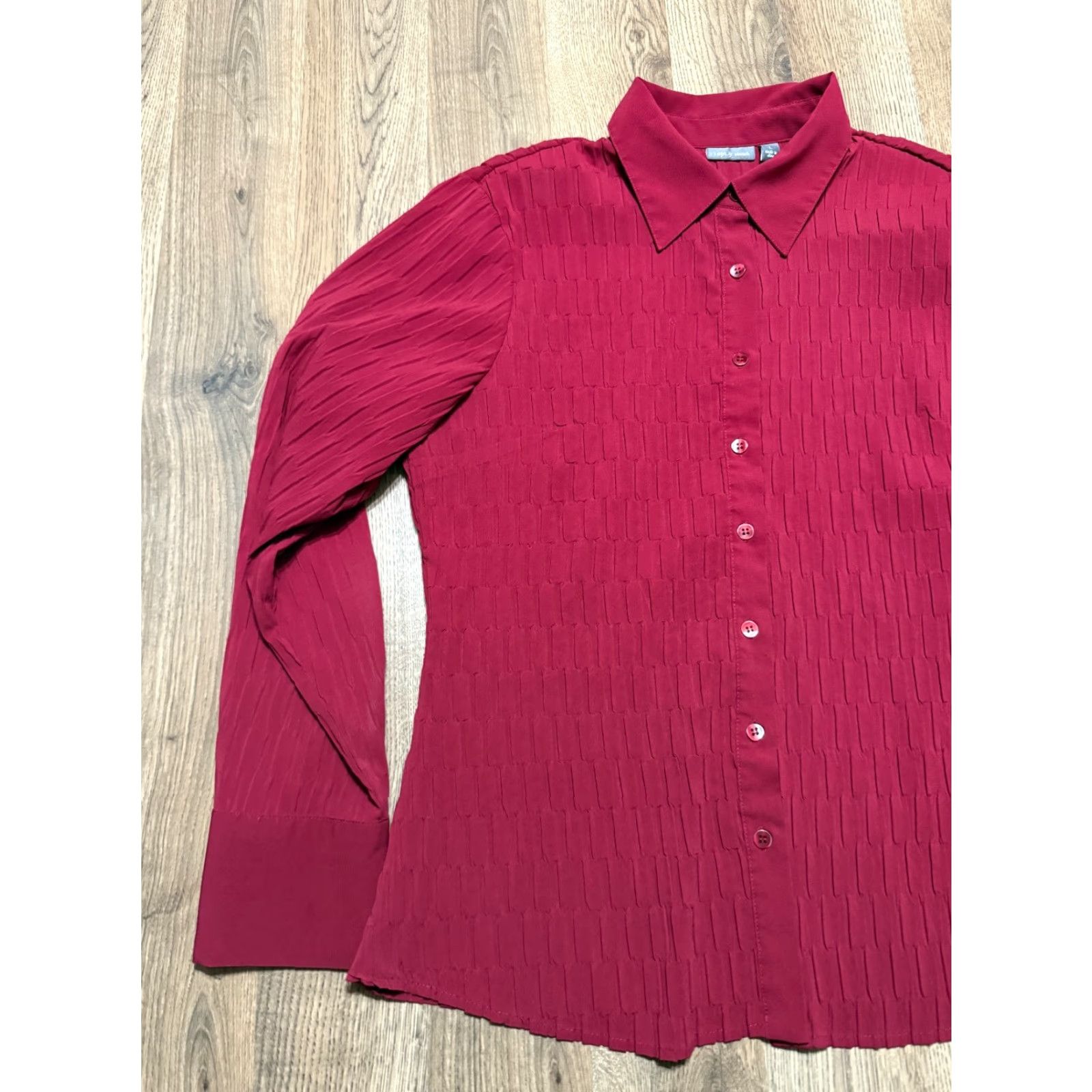 Apt. 9 APT. 9 Shirt Women's Large Red Long Sleeve Button-Up Shirt Size L / US 10 / IT 46 - 3 Thumbnail
