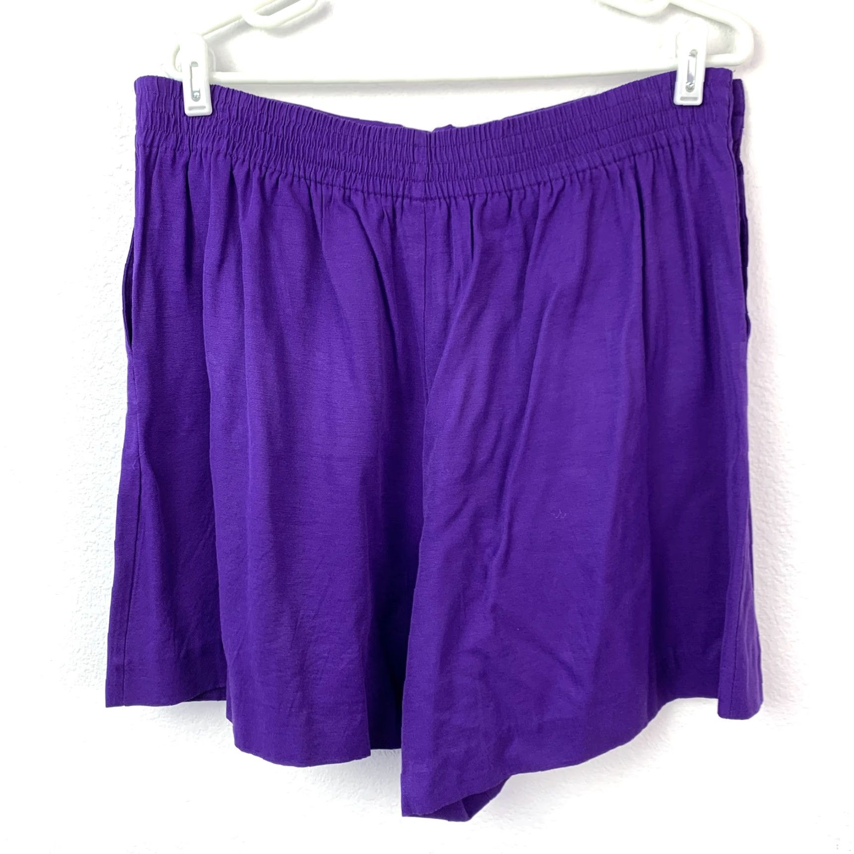 Vintage VINTAGE Gitano Women's Purple Pleated Pull On Culottes Shorts L Lightweight Size 36" / US 14 / IT 50 - 5 Thumbnail