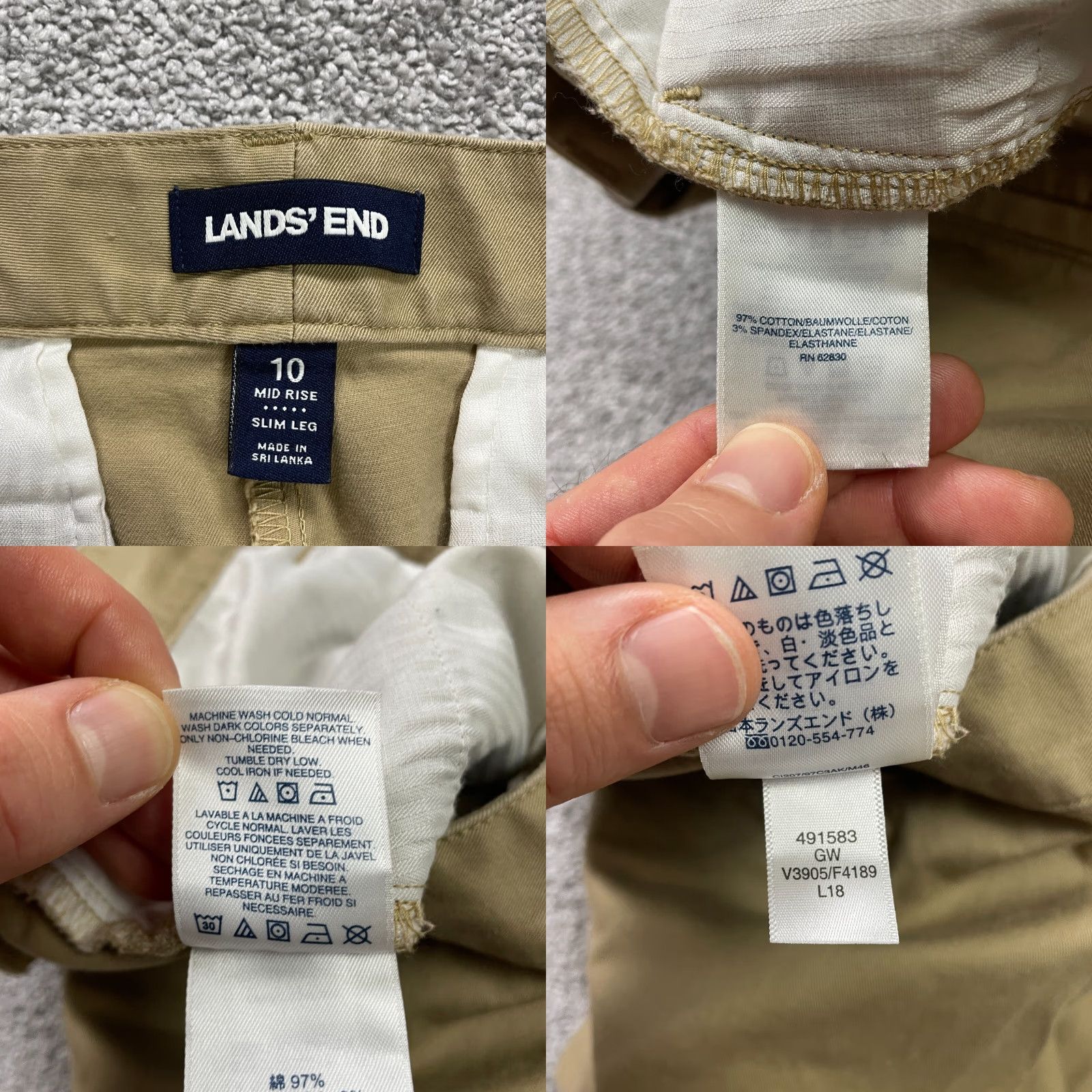 Lands' End VINTAGE Lands' End Womens Chino Pants Size 10 Brown Mid Rise Slim Straight Flat Front 34x23 Trousers Size 32" / US 10 / IT 46 - 8 Thumbnail