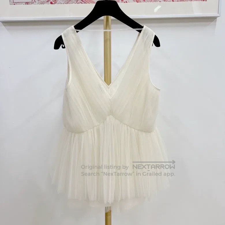 Brunello Cucinelli Brunello Cucinelli White V-neck mesh top Size M / US 6-8 / IT 42-44 - 2 Thumbnail