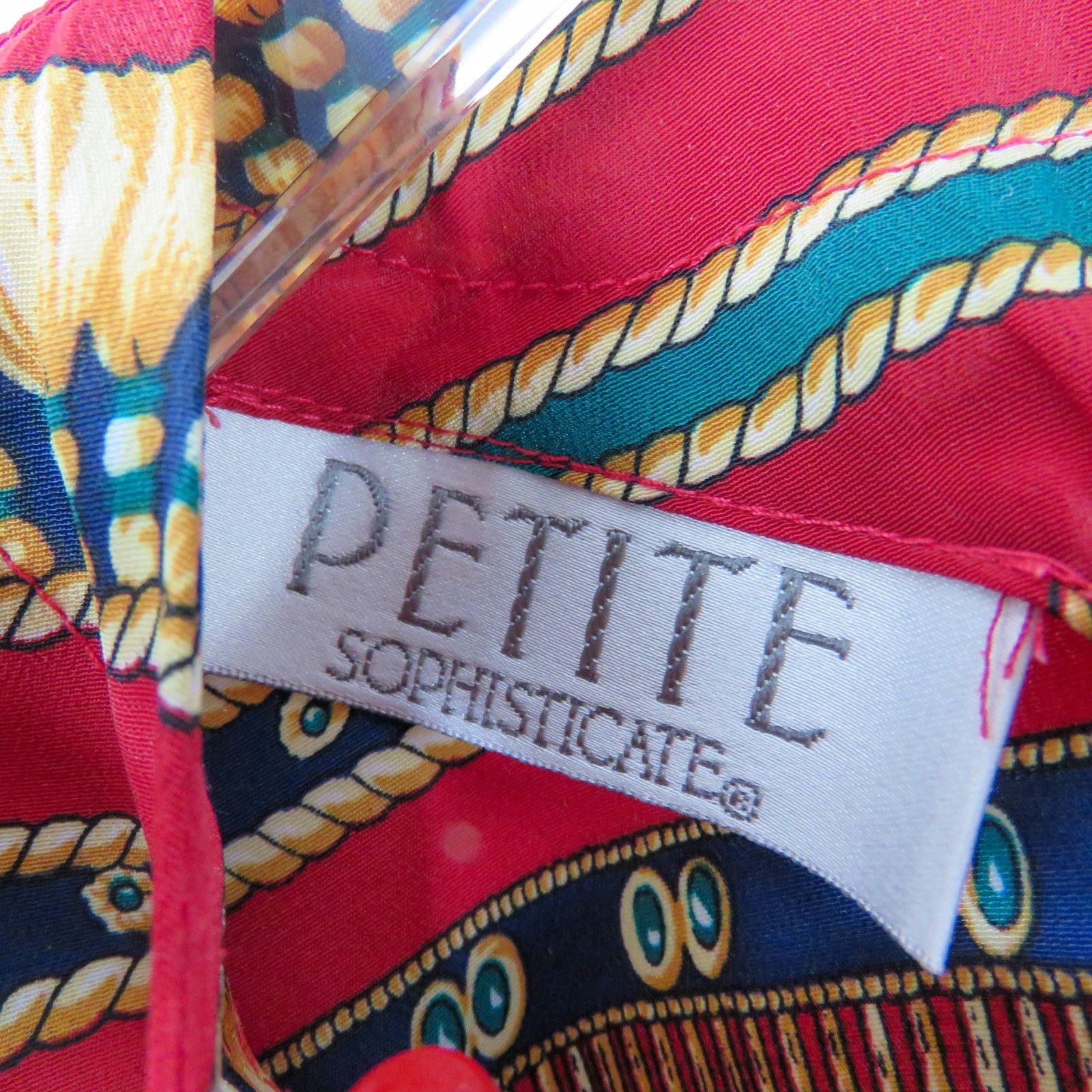 Vintage 1980s Vintage Red & Gold Retro Geometric Blouse Large Size M / US 6-8 / IT 42-44 - 8 Thumbnail
