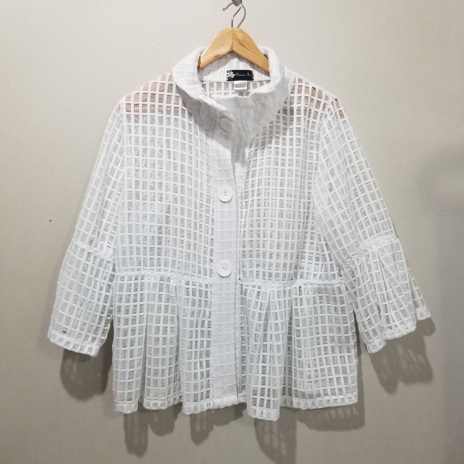 Other Damee Inc Jacket Large White Wired Collar 3/4 Sleeve Artsy Size L / US 10 / IT 46 - 7 Thumbnail