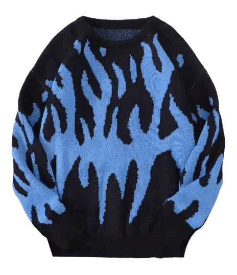 Japanese Brand Fire Flame Pattern Sweater Jacquard Knitted Sweatshirt Size US XL / EU 56 / 4 - 1 Thumbnail