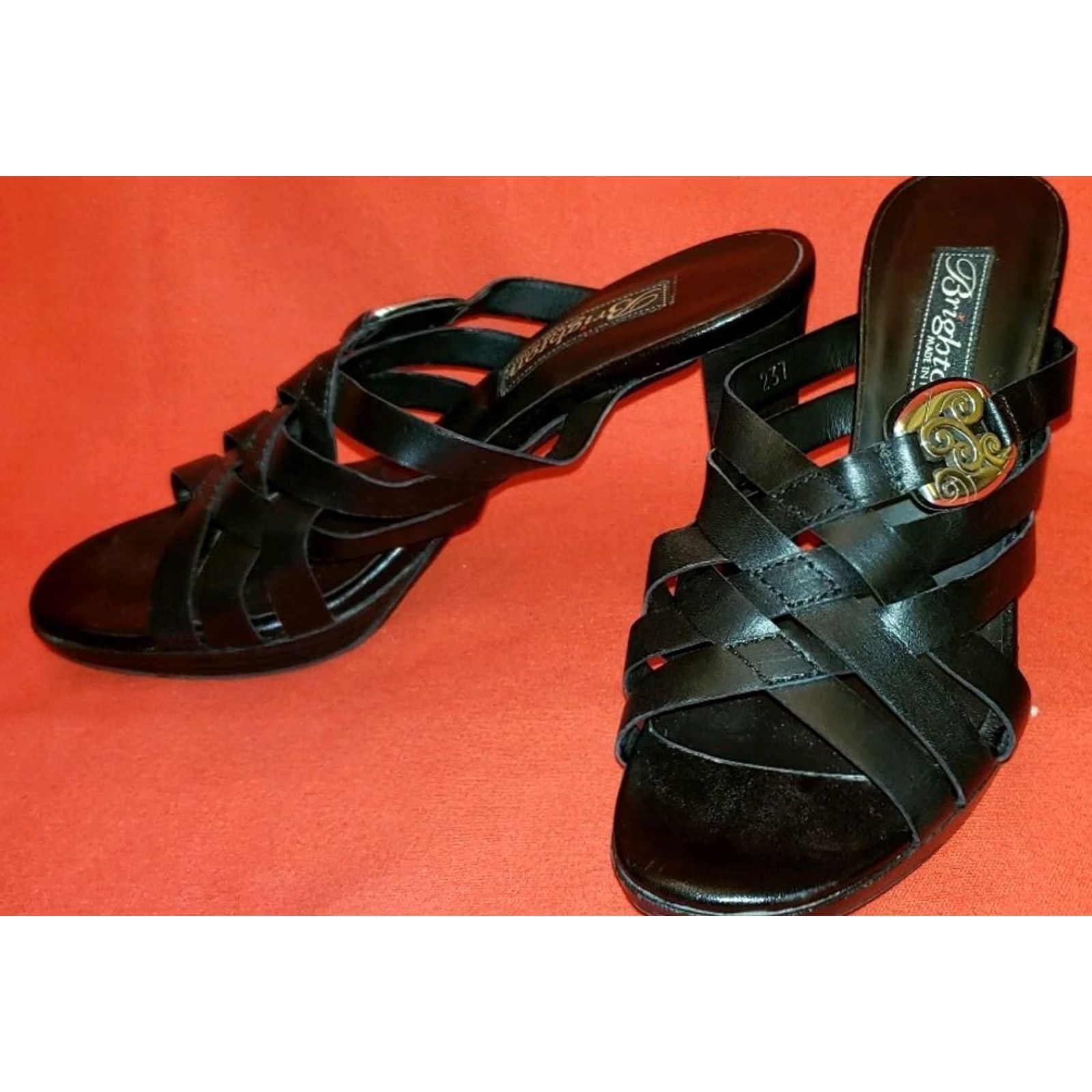 Brighton Brighton Vista Heeled Sandals Black Leather 3.25" Heel Women's Size US 4 / IT 34 - 5 Thumbnail