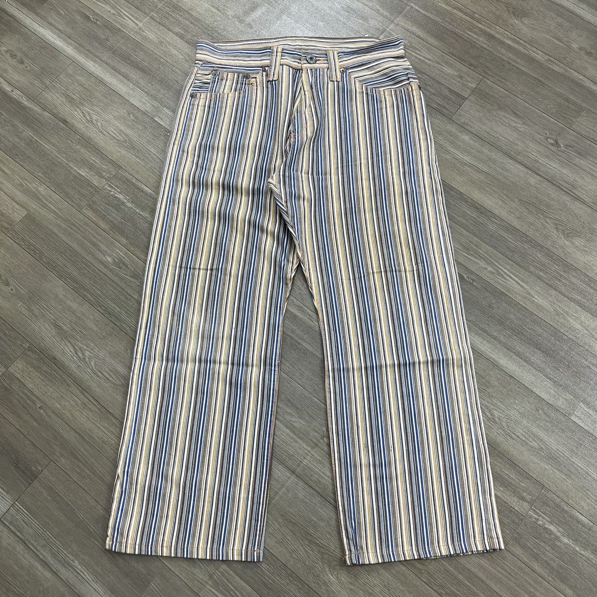 Japanese Brand 2000s Cocolulu Japan Printed Logo Gyaru Style Striped Jeans Size US 33 - 17 Thumbnail