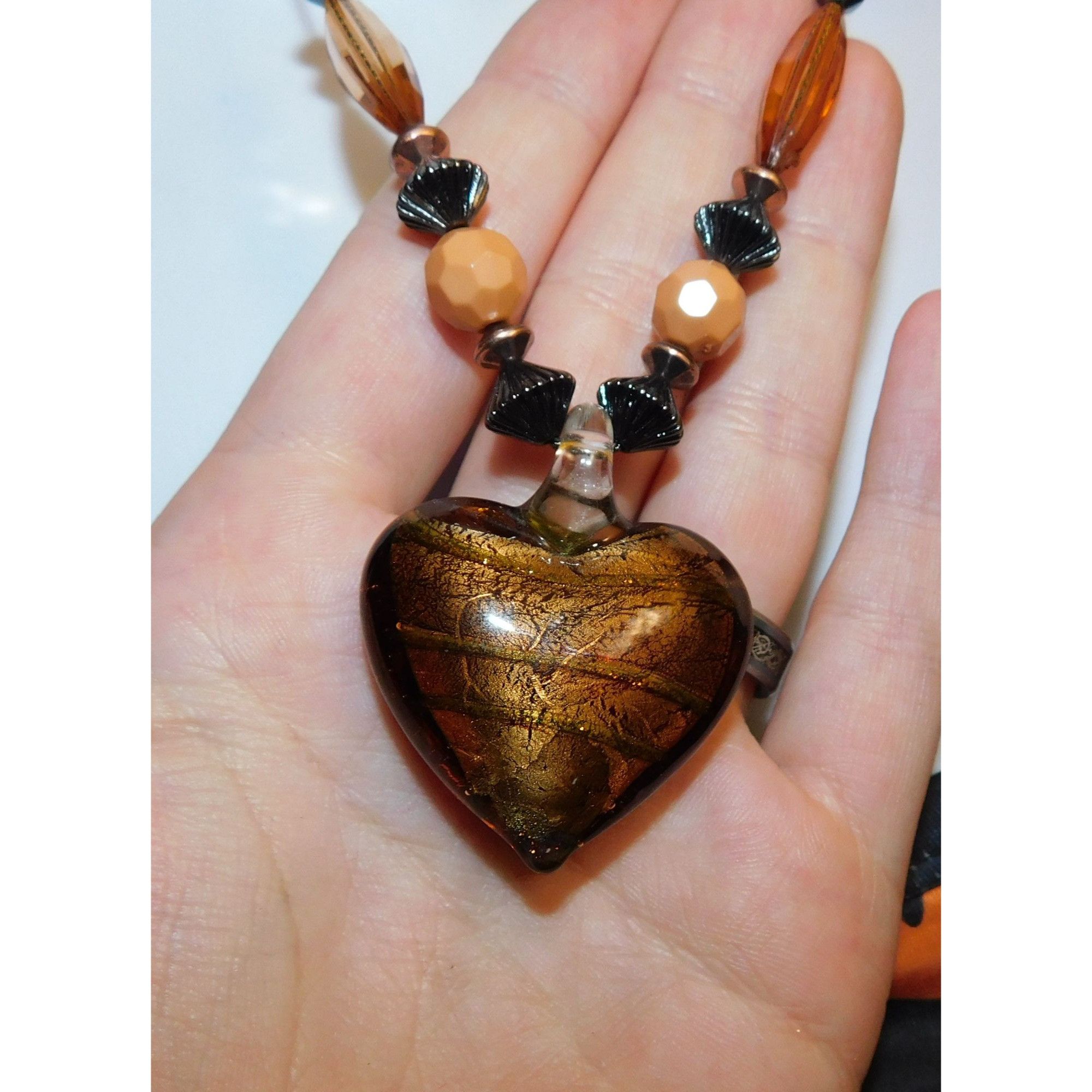 Other Earth Tone Glass Heart Necklace Size ONE SIZE - 1 Thumbnail
