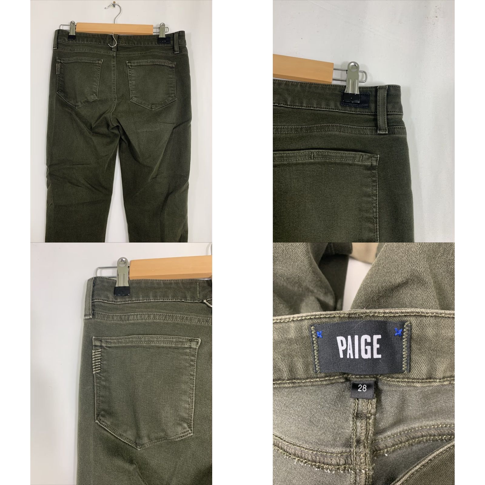 Paige Paige Verdugo Jeans Skin​ny Women's 28 Dark Green Stretch Inseam 28" Regular Rise Mid Button Zipper Jeans Size 28" / US 6 / IT 42 - 8 Thumbnail