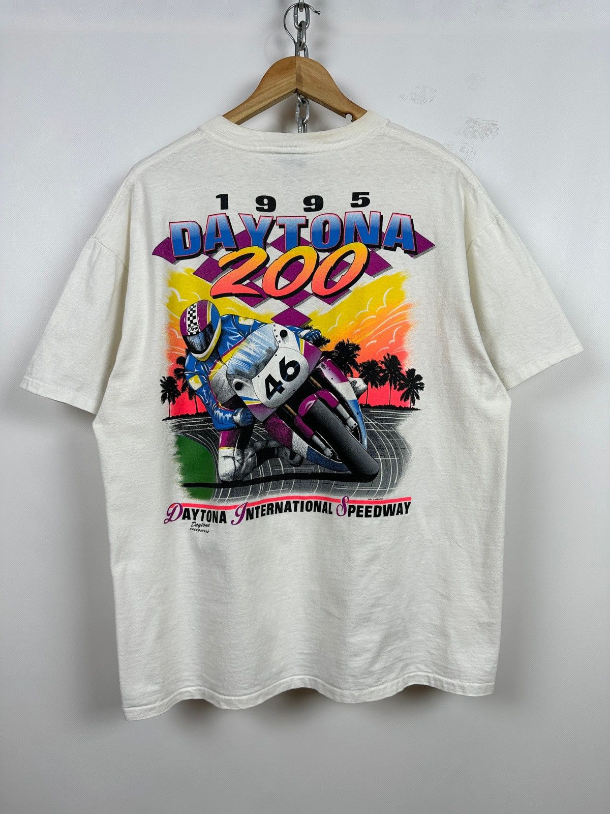 Vintage 1995 Vintage Daytona 200 Moto Single Stitch T-Shirt Size US XL / EU 56 / 4 - 1 Thumbnail