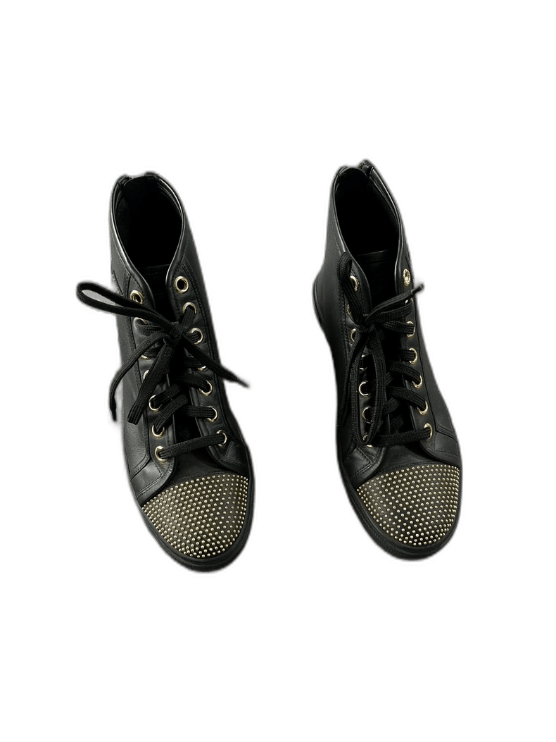Louis Vuitton Louis Vuitton High-Top Studded Sneakers Size 37-2507 Size US 6.5 / EU 39-40 - 1 Thumbnail