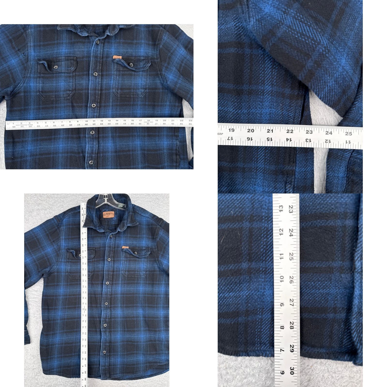 Orvis Orvis Shirt Men XL Blue Plaid Flannel Pocket Button Up Cotton Slim Button-Up Outdoor Size US XL / EU 56 / 4 - 8 Thumbnail