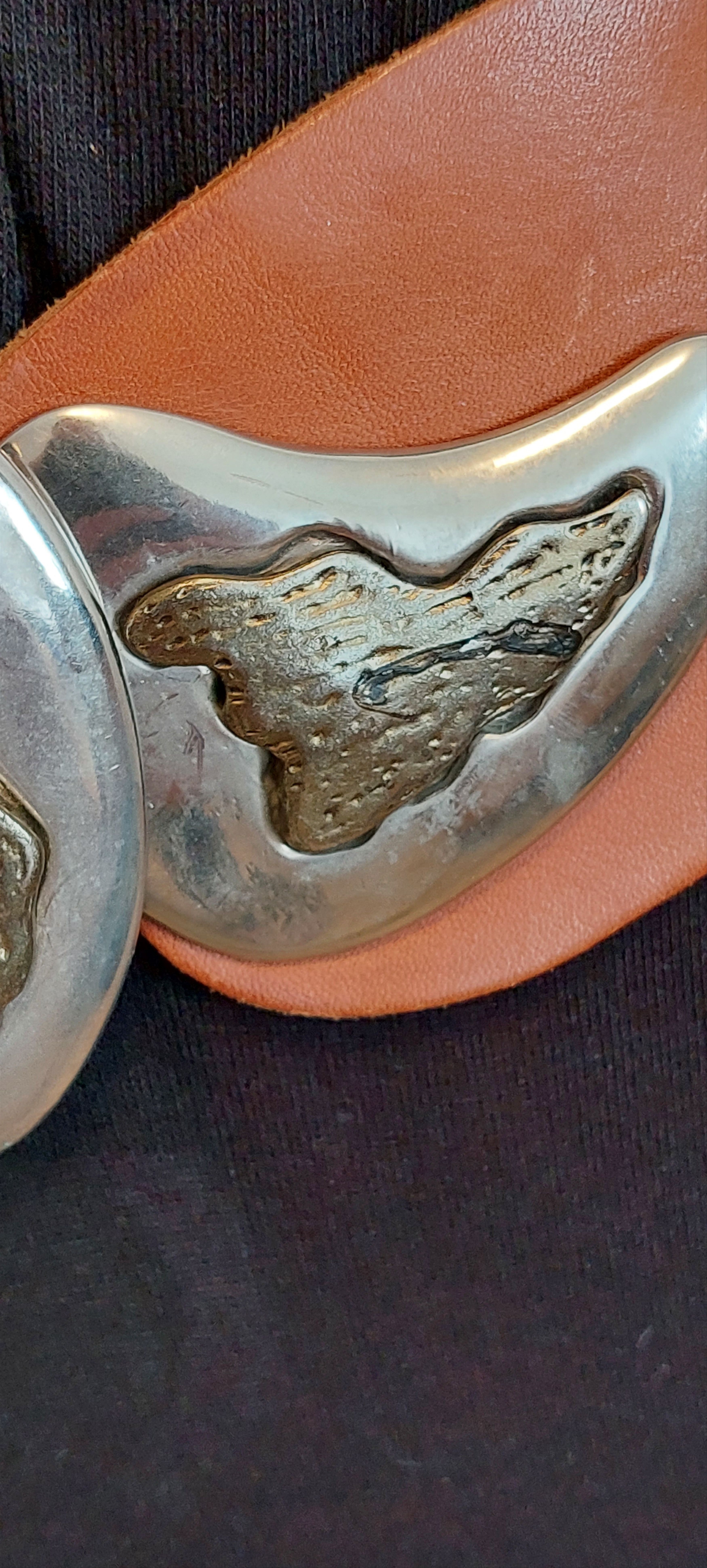 Vintage Vintage Western Leather Belt – Engraved Buckle – 80cm Size ONE SIZE - 2 Thumbnail