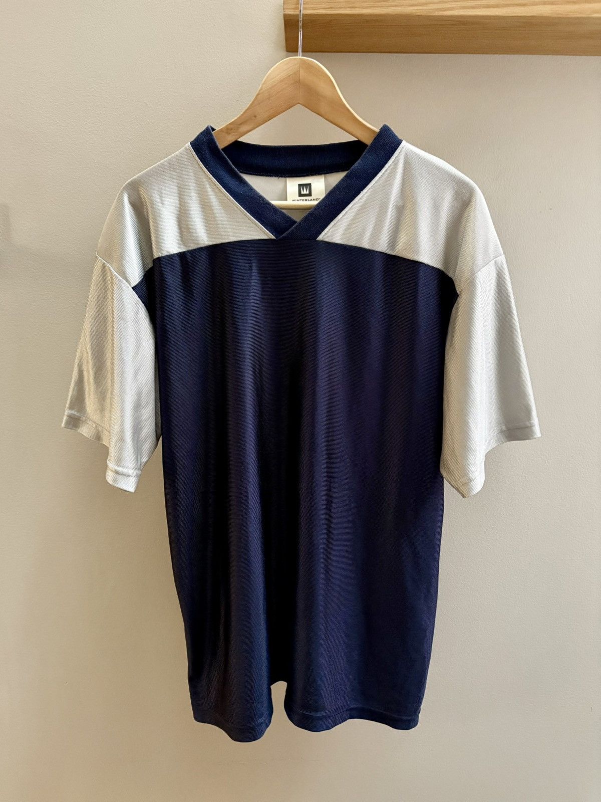 Band Tees Winterland VTG late 90s navy blue/silver blank soccer jersey Size US L / EU 52-54 / 3 - 1 Thumbnail