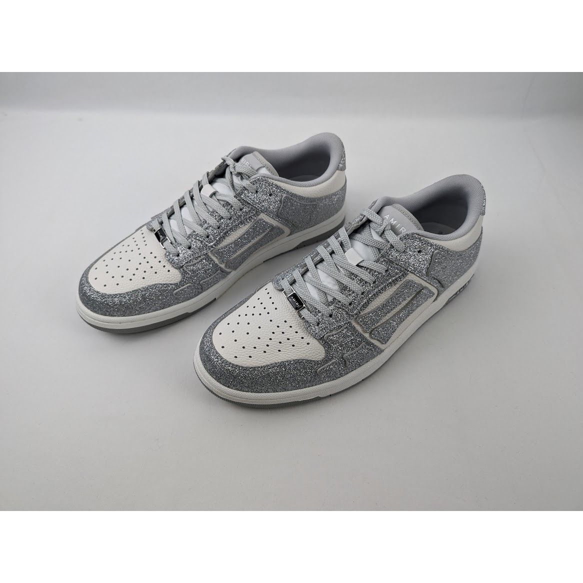 Amiri o1rshd1 Shimmer Skeleton Top Low Sneaker in Silver/White Size US 11 / EU 44 - 8 Thumbnail