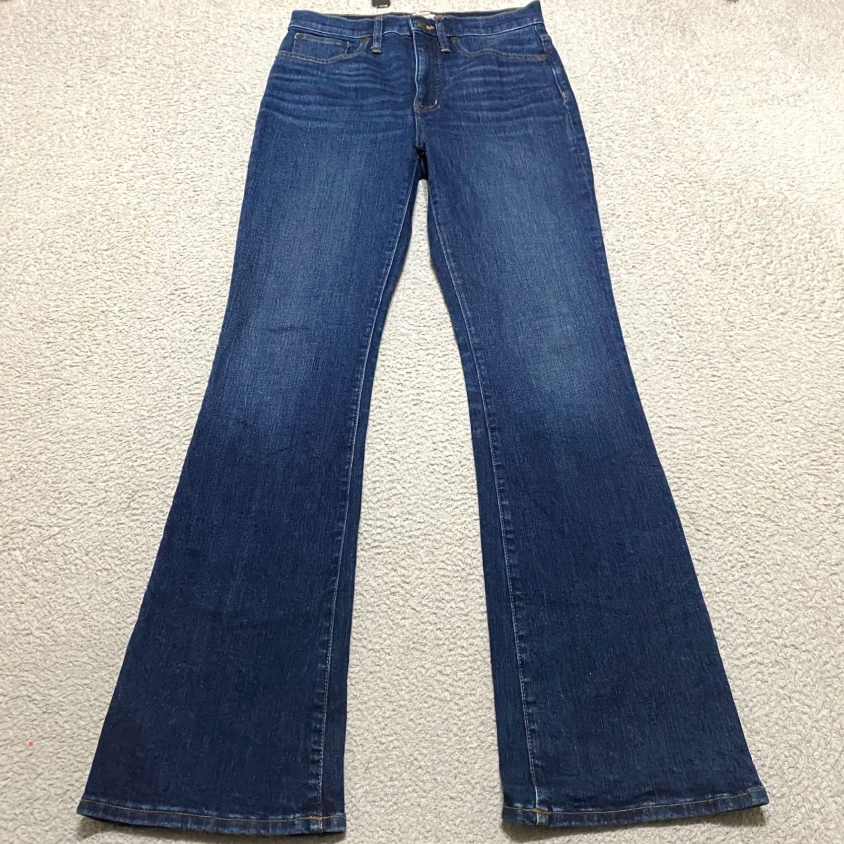 Madewell Madewell Jeans Blue Denim Dark Wash High Rise Flared 28 Regular 5-Pocket Mens Womens Size 28" / US 6 / IT 42 - 2 Thumbnail