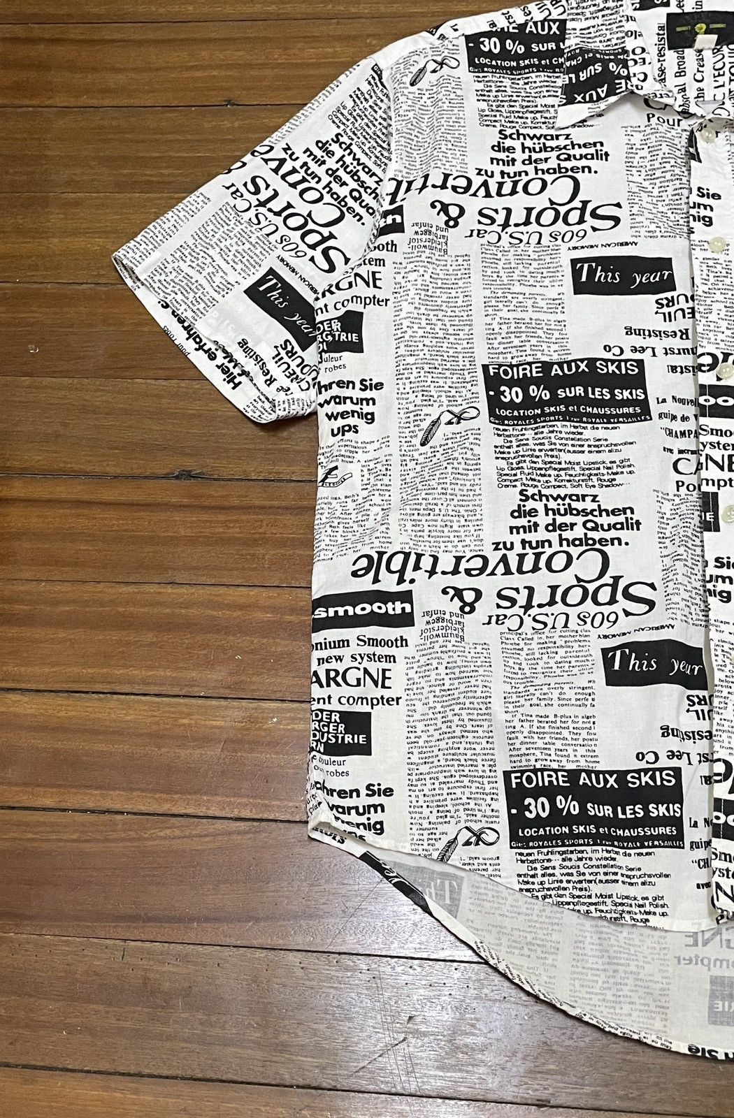 Japanese Brand × Vintage Vintage Highest Garment News Paper Full Print Shirt 1990s Size US L / EU 52-54 / 3 - 5 Thumbnail