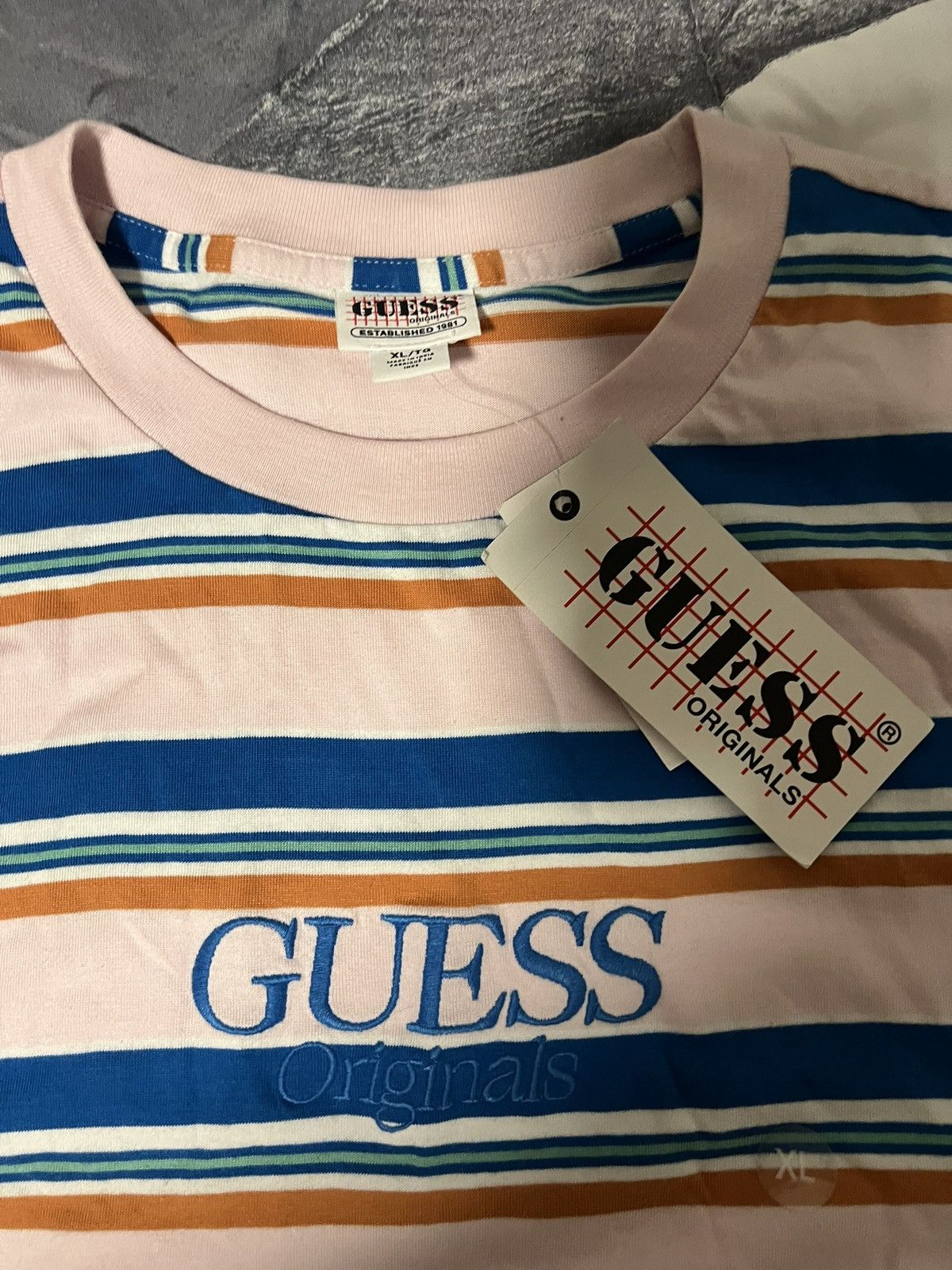 Guess Guess Jeans Pink Striped T Shirt Size US XL / EU 56 / 4 - 2 Thumbnail