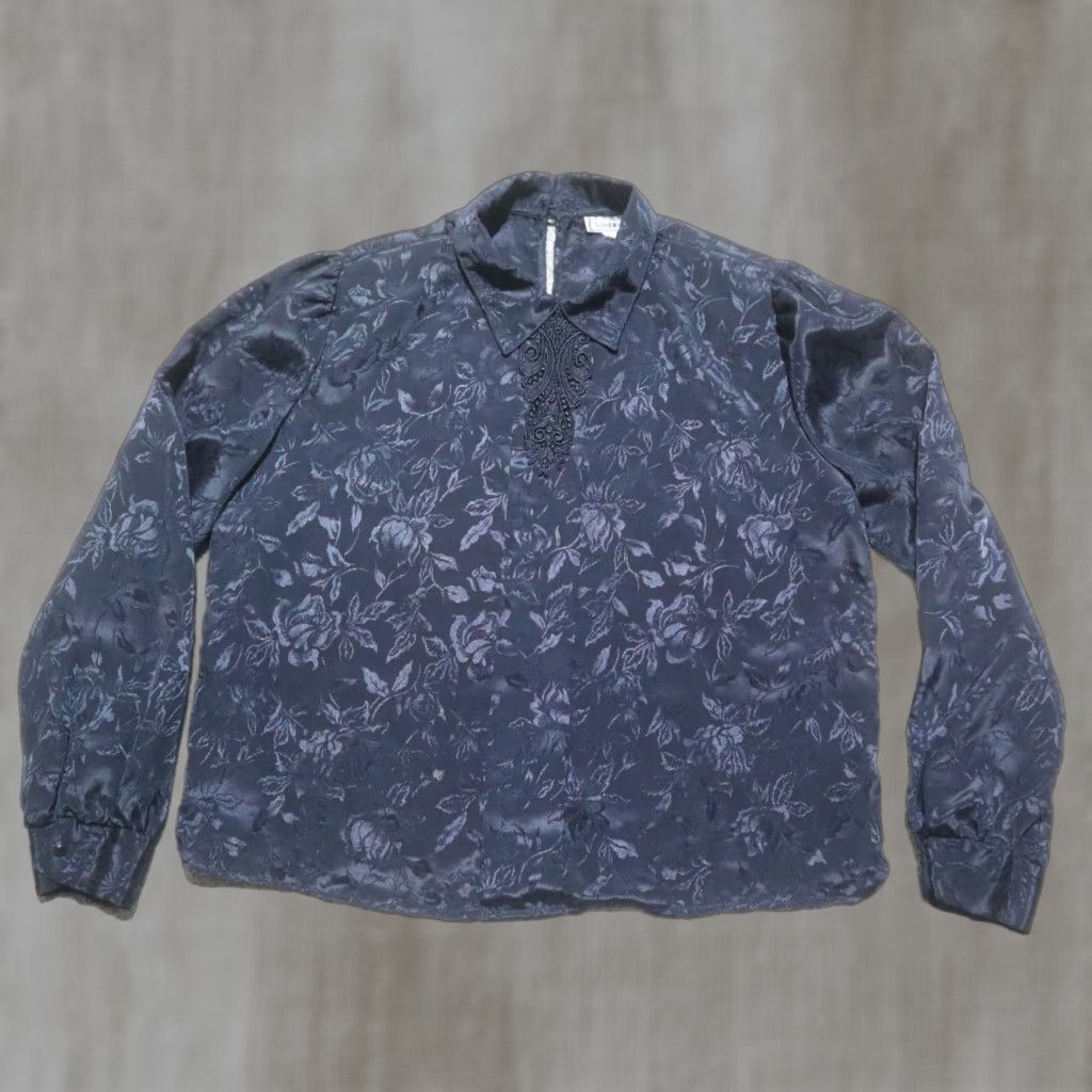 Vintage VINTAGE CHARLOTTE VAN HORNE Shirt Women Size 12 Black Satin Button-Up Size XL / US 12-14 / IT 48-50 - 1 Thumbnail