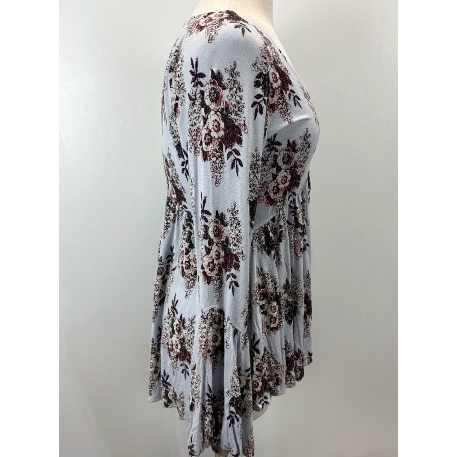 Free People Free People Tunic Blouse Adult Medium Blue Floral Boho Hippie Festival Shirt Women Size M / US 6-8 / IT 42-44 - 4 Thumbnail