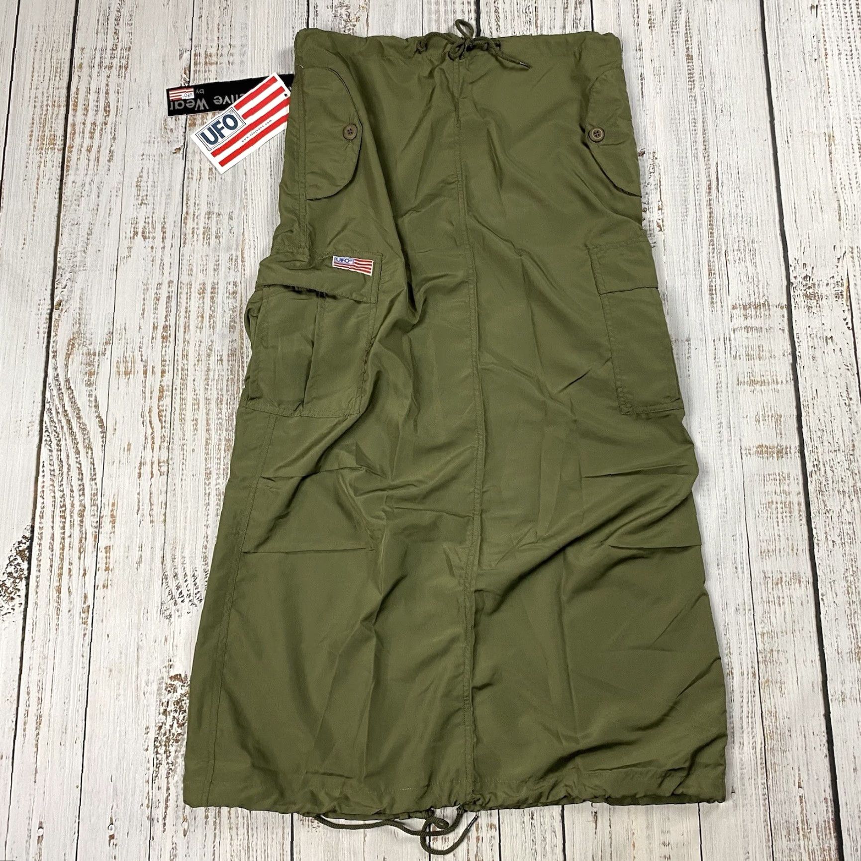 Vintage VINTAGE UFO Rave Skirt Women XS Green Cargo Reflective 90s Y2K Cyber Goth Maxi Size 26" / US 2 / IT 38 - 4 Thumbnail